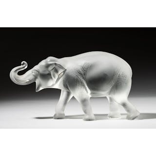 Lalique Sumatra Frosted Glass Elephant Figure