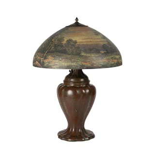 Handel Table Lamp with Scenic Landscape Shade