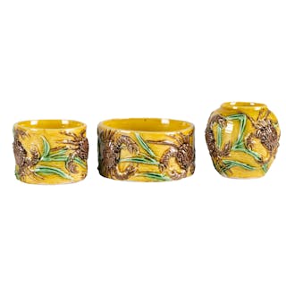 Set of Three Antique Chinese Porcelain Bird Feeders