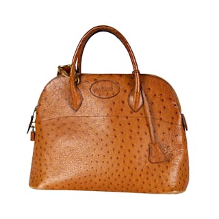Hermes Ostrich 35cm Bolide Bag with Custom Strap