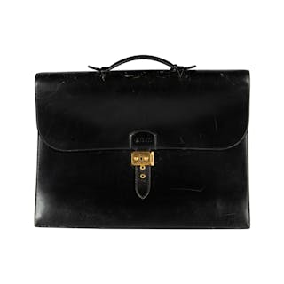 Hermes Black Calfskin Leather Sac a Depeche Briefcase