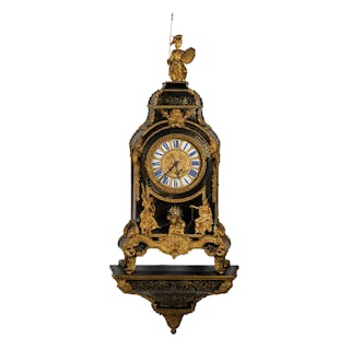 Regence-Style Brass Marquetry and Ebonized Bracket Clock