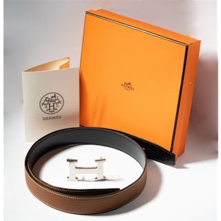 Hermes Reversible Leather Belt with Buckle