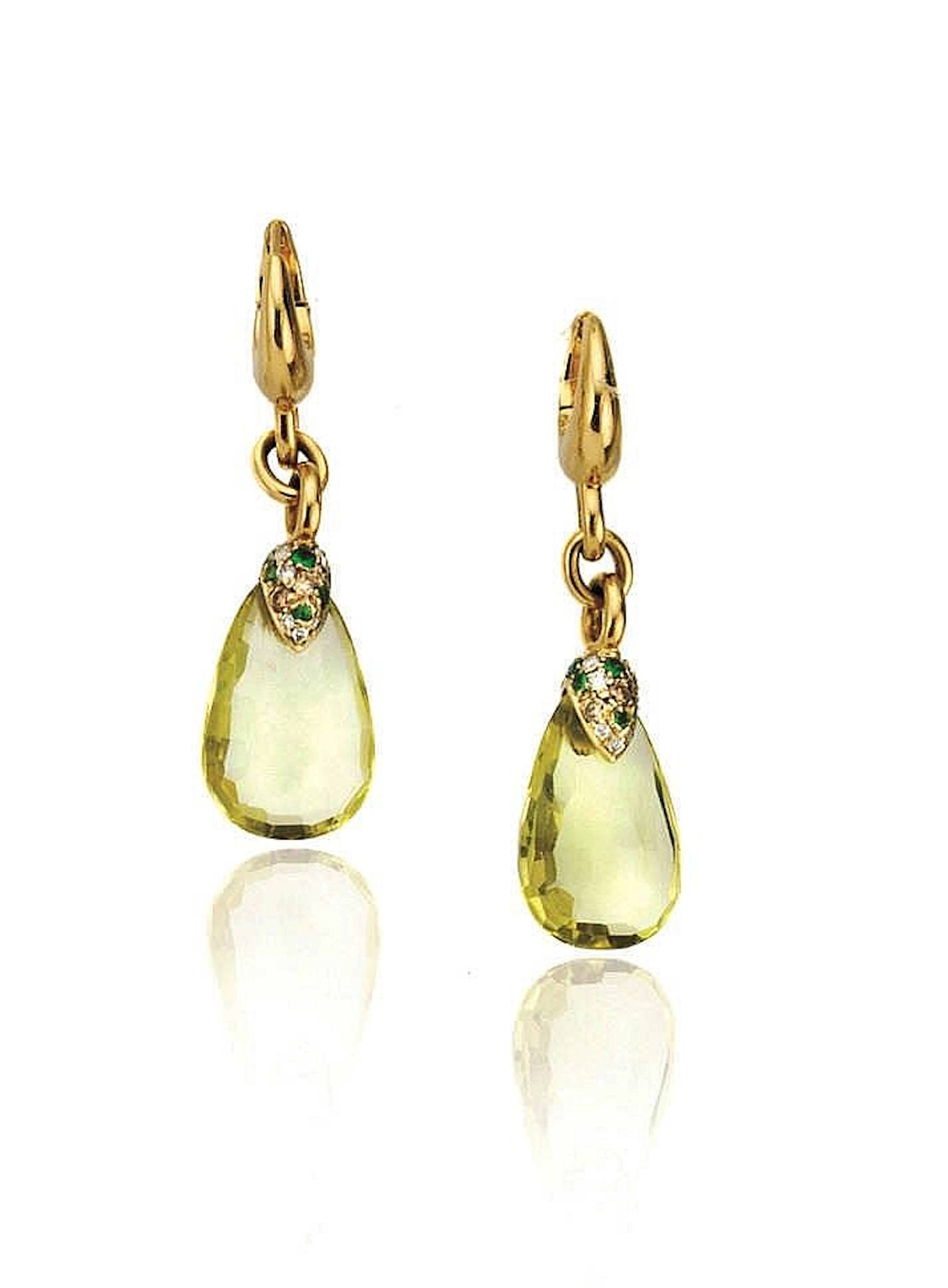PAIO DI ORECCHINI PENDENTI, POMELLATO, IN ORO GIALLO, QUARZO LEMON, DIAMANT