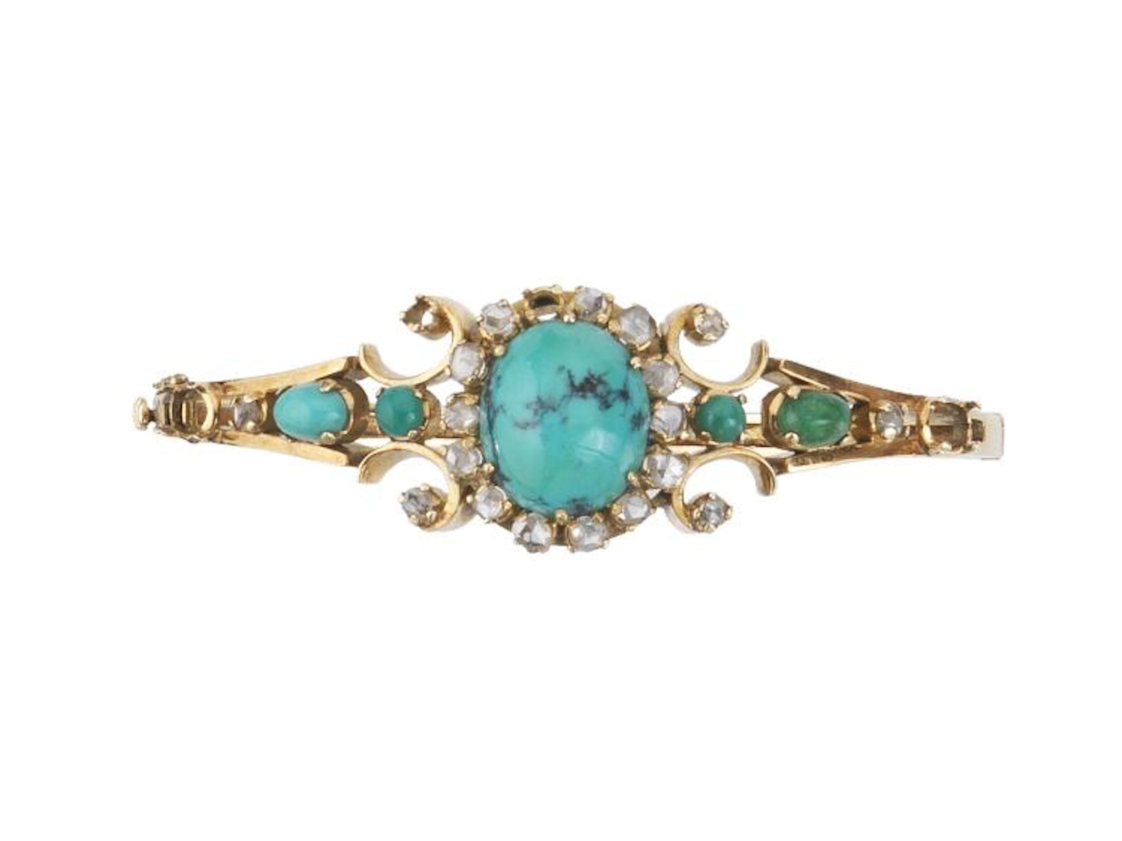 BRACCIALE IN ORO GIALLO, TURCHESE E DIAMANTI