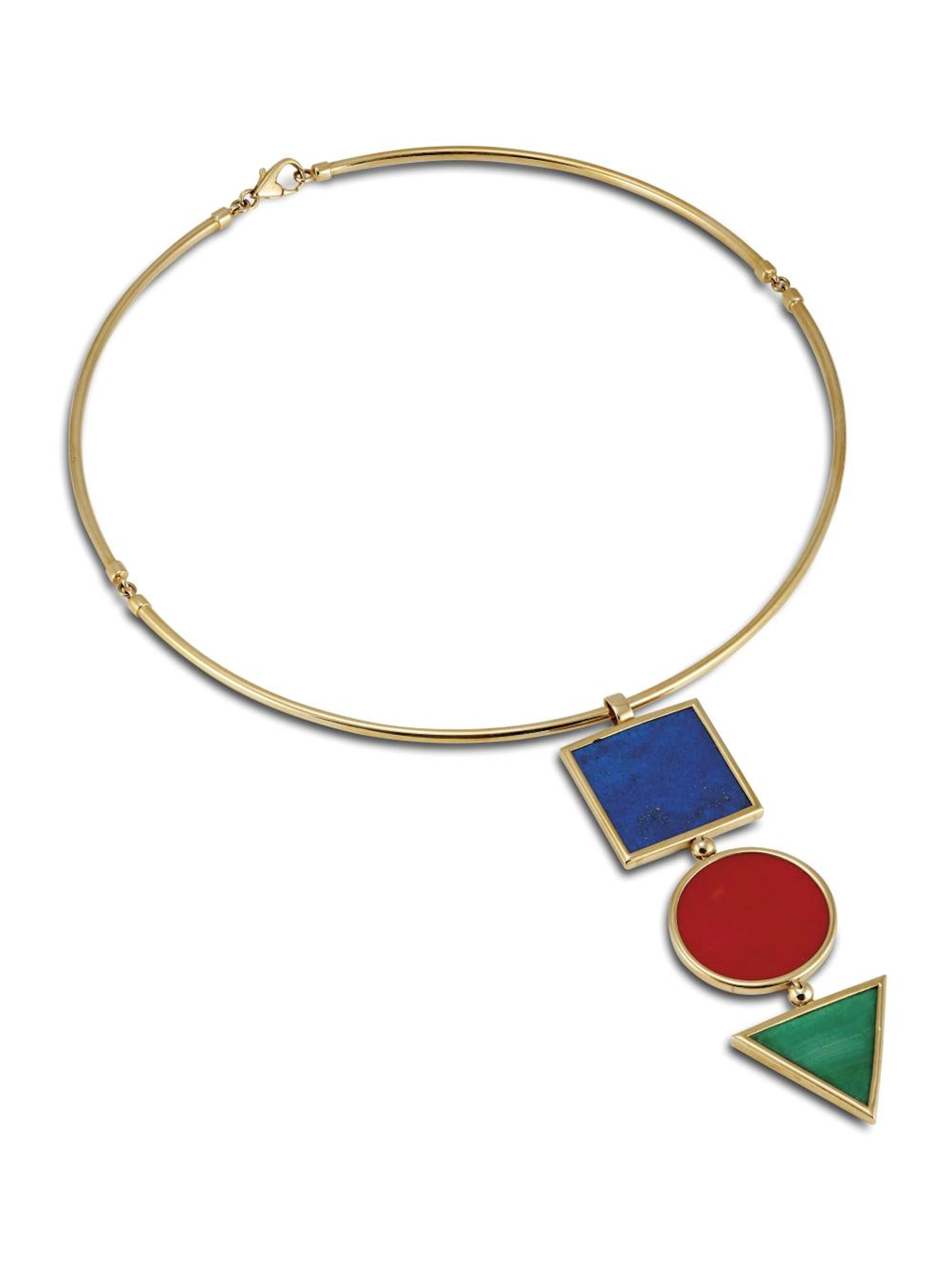 JAMES RIVIERE COLLANA RIGIDA IN ORO GIALLO MALACHITE...