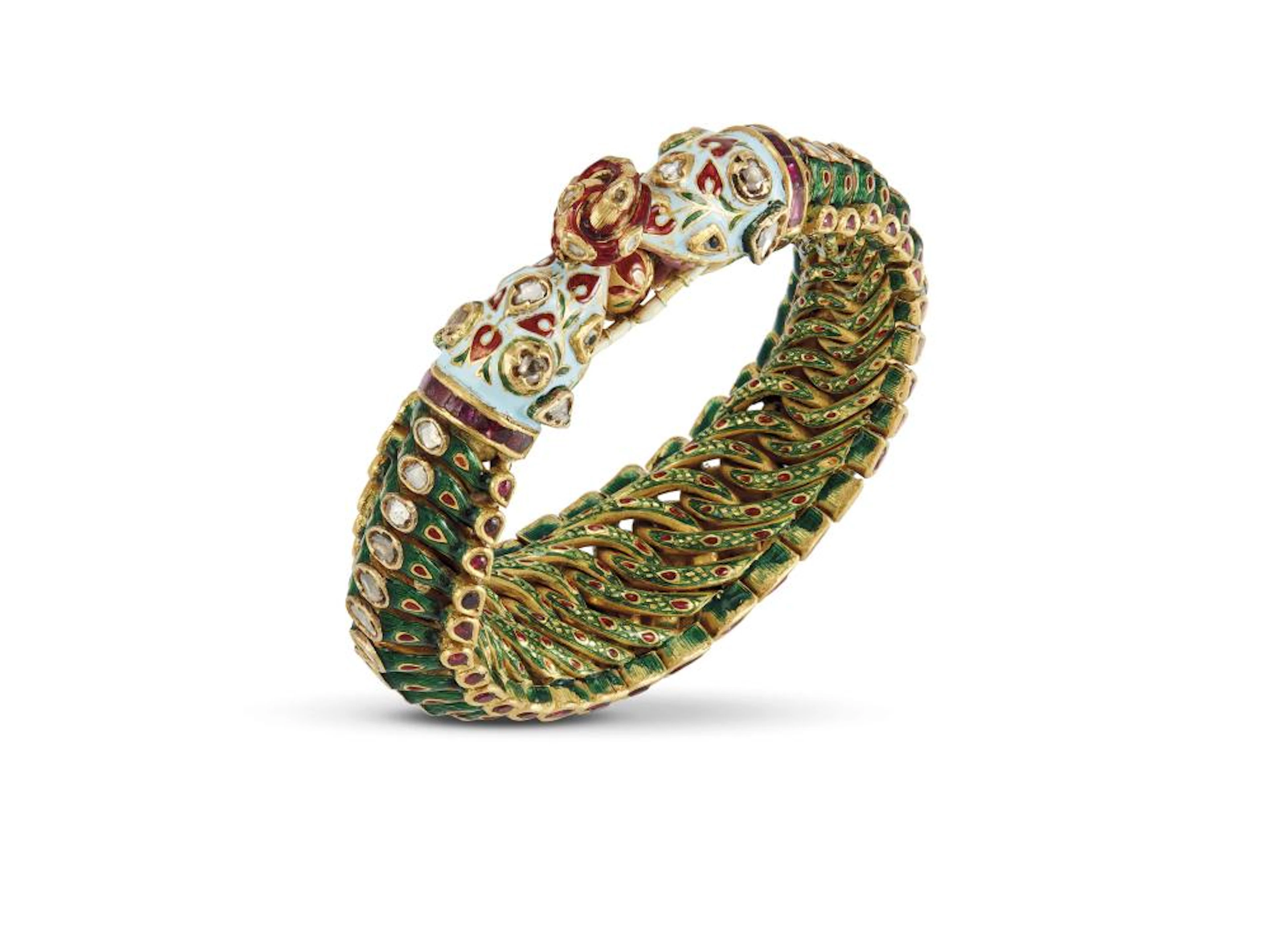 BRACCIALE RIVESTITO IN ORO GIALLO E SMALTI ROSE DI...