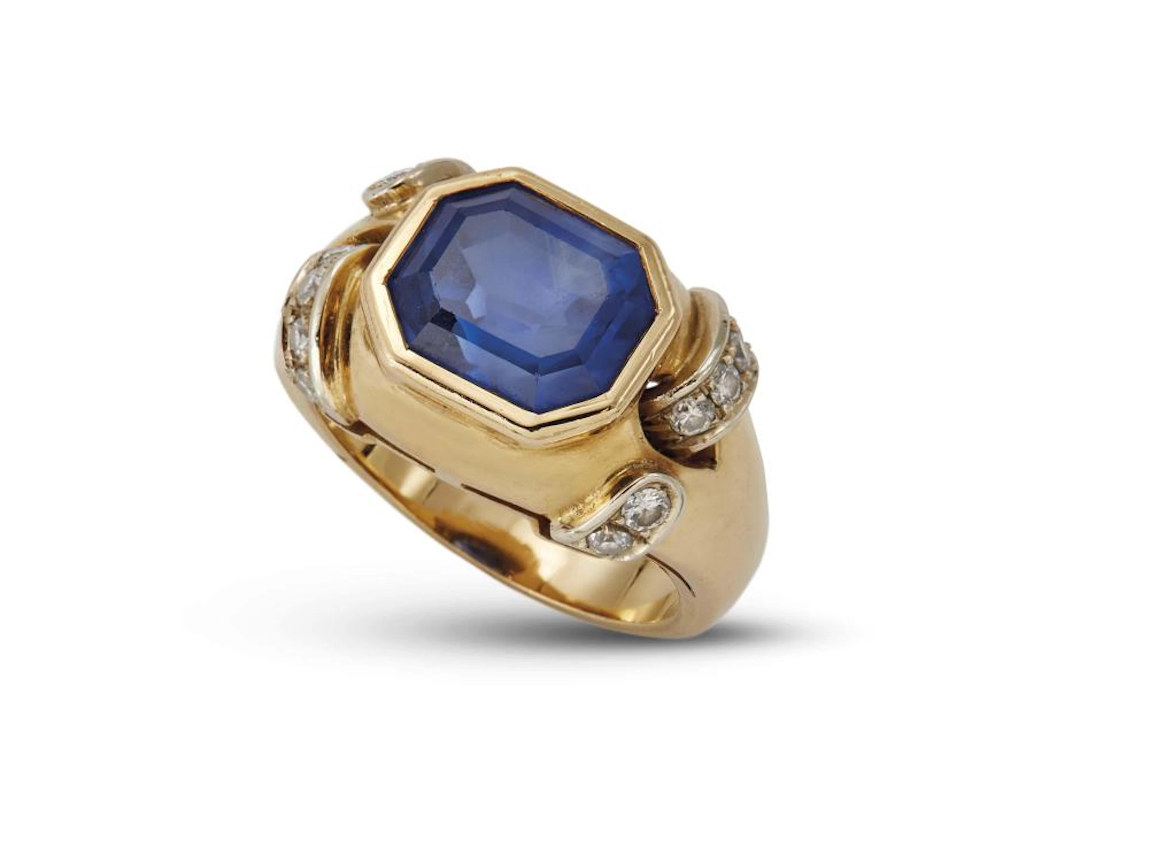 ANELLO IN ORO GIALLO E BIANCO TANZANITE E DIAMANTI...
