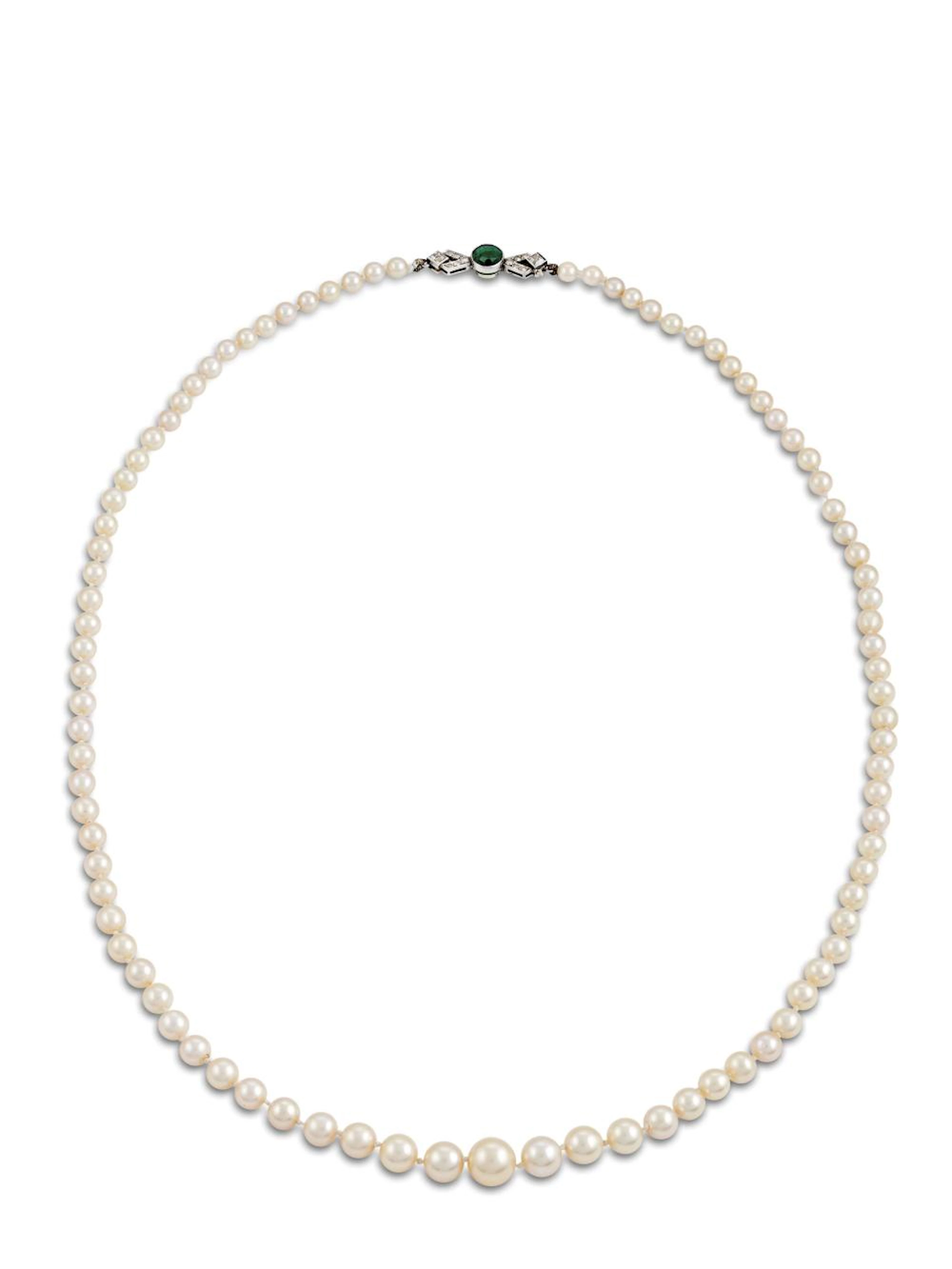 COLLANA DI PERLE NATURALI DI ACQUA SALATA di forma sferica da mm 3,80 a mm 7,75