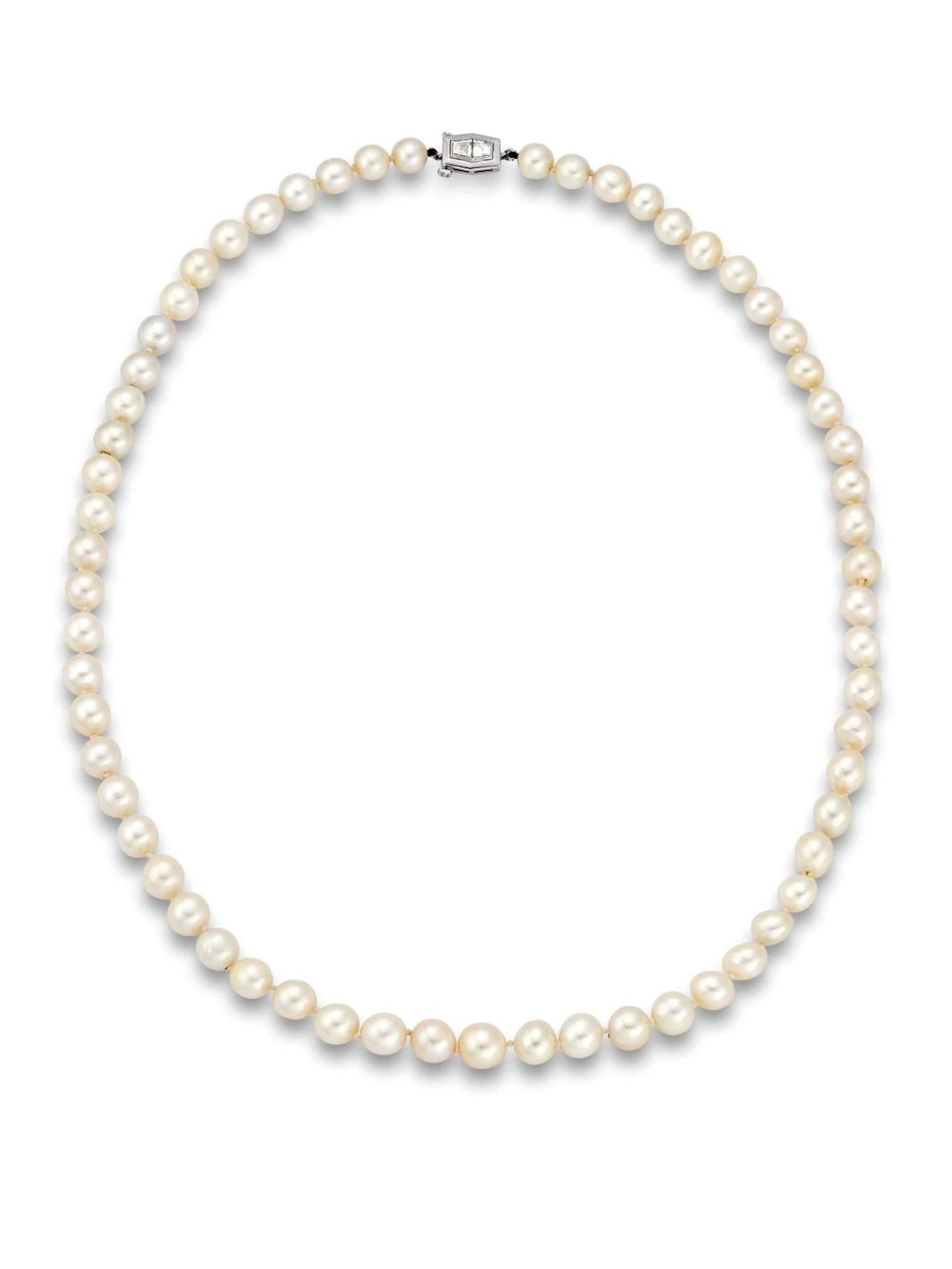 COLLANA DI PERLE NATURALI ad un filo di perle naturali di acqua salata