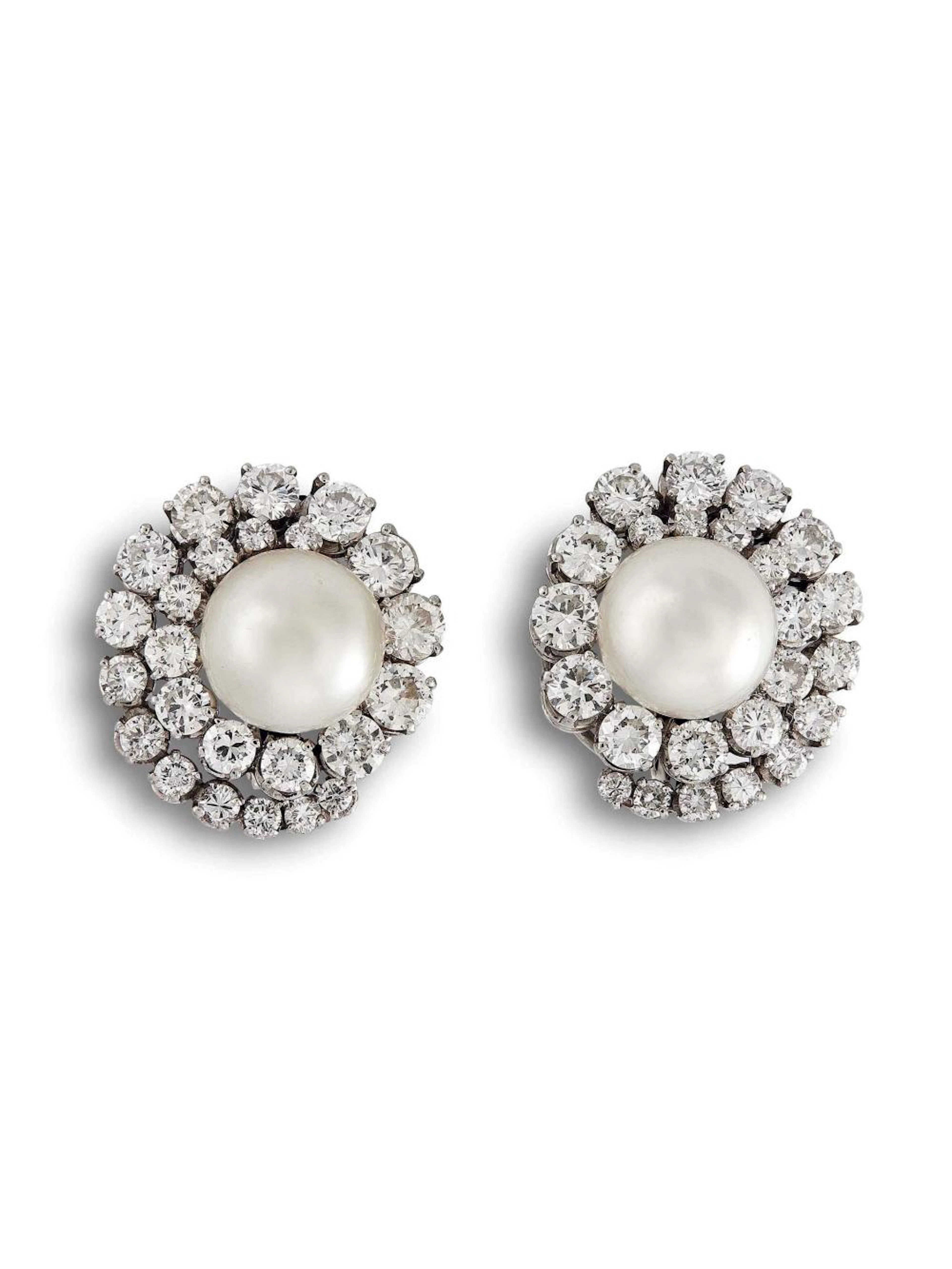 CHANTECLER CAPRI PAIO DI ORECCHINI IN PLATINO CON PERLE NATURALI E DIAMANTI