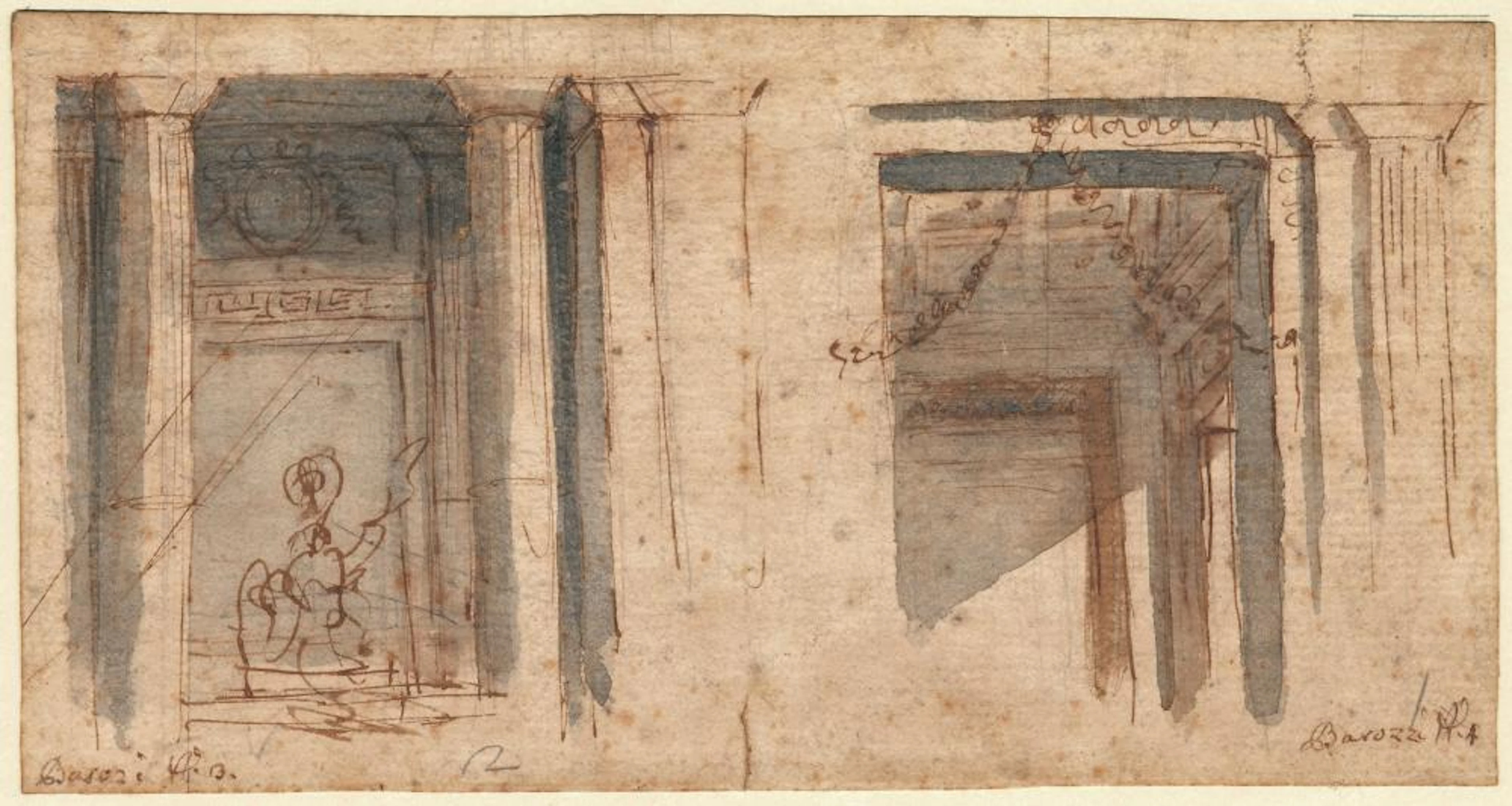 Scuola italiana, sec. XVII/XVIII STUDIO PER LOGGIATO STUDIO PER FONDA