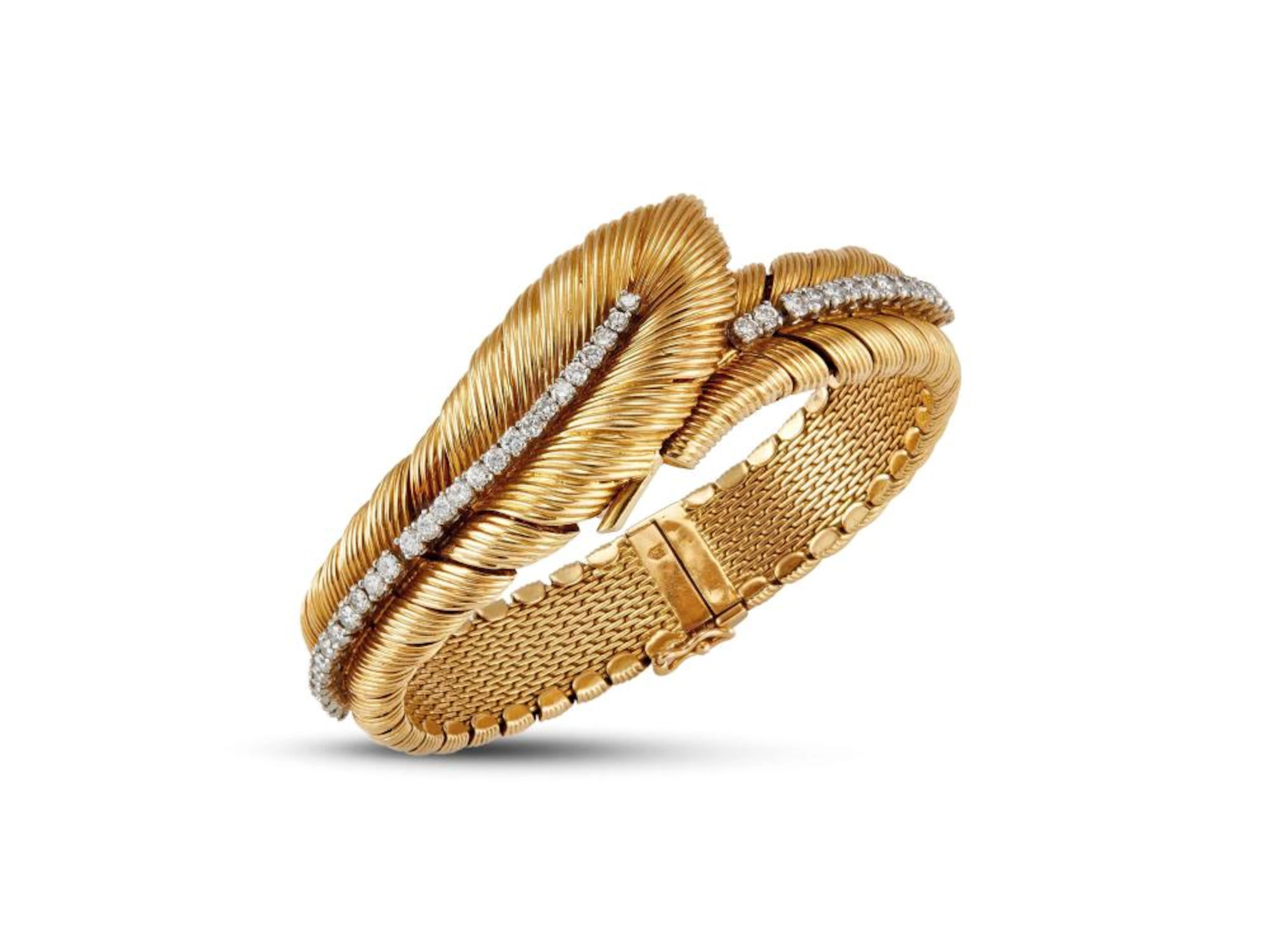VAN CLEEF & ARPELS BRACCIALE/OROLOGIO IN ORO GIALLO a forma di pium
