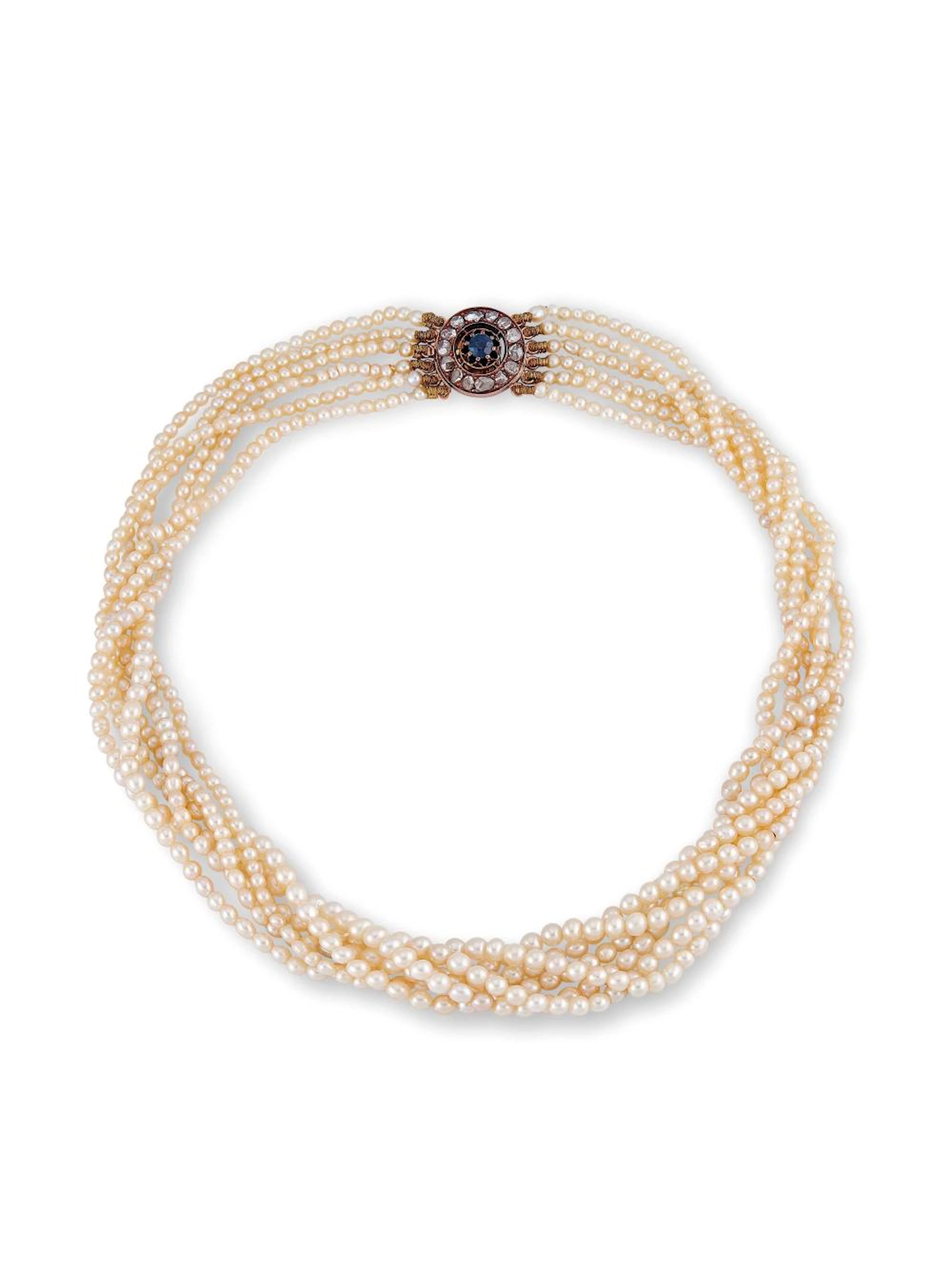 COLLANA DI PERLE A TORCHON a sei fili leggermente digradanti da mm 4 a m