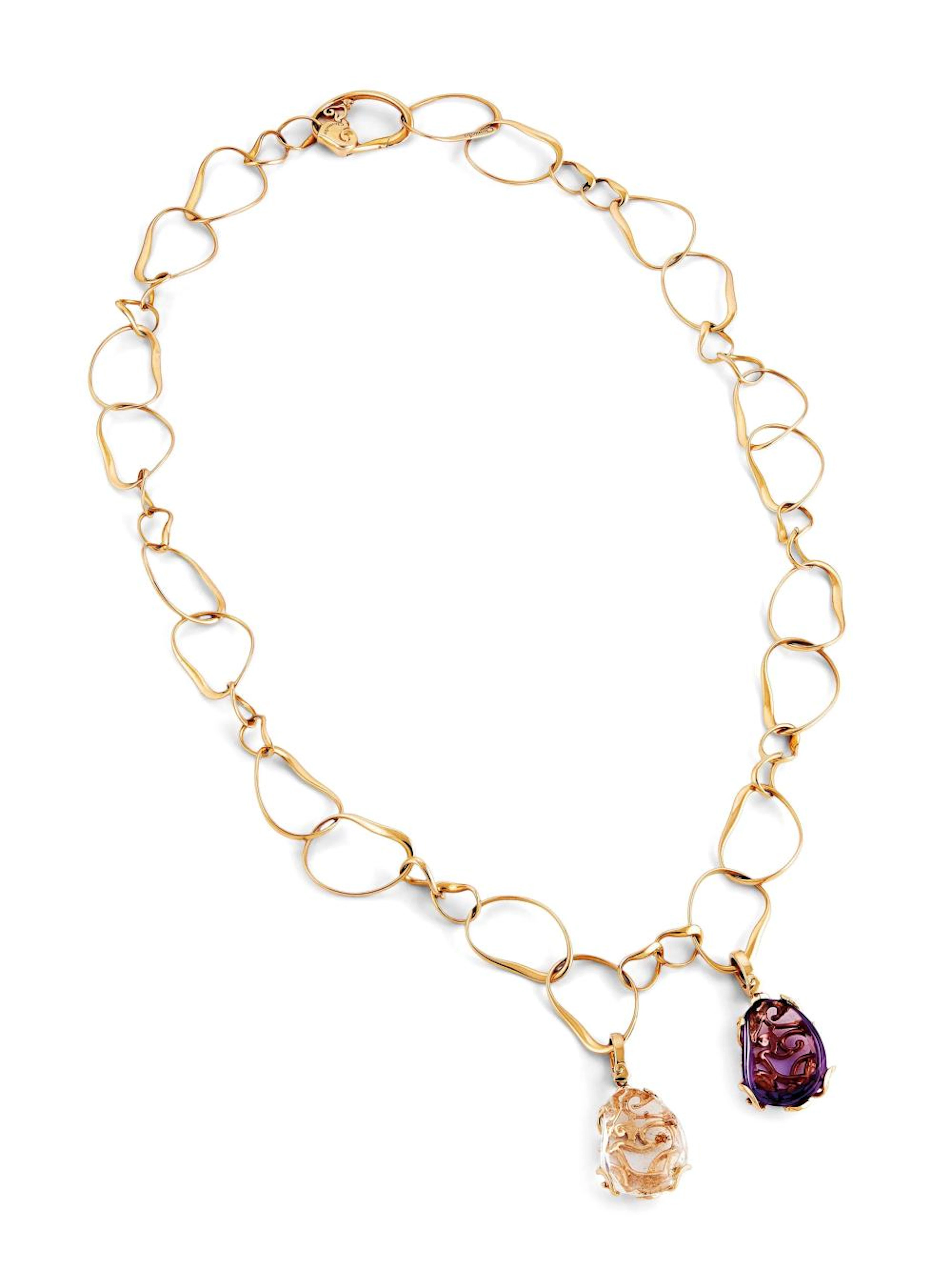 CHANTECLER COLLANA IN ORO ROSA E PIETRE SEMIPREZIOSE collezione Diamour