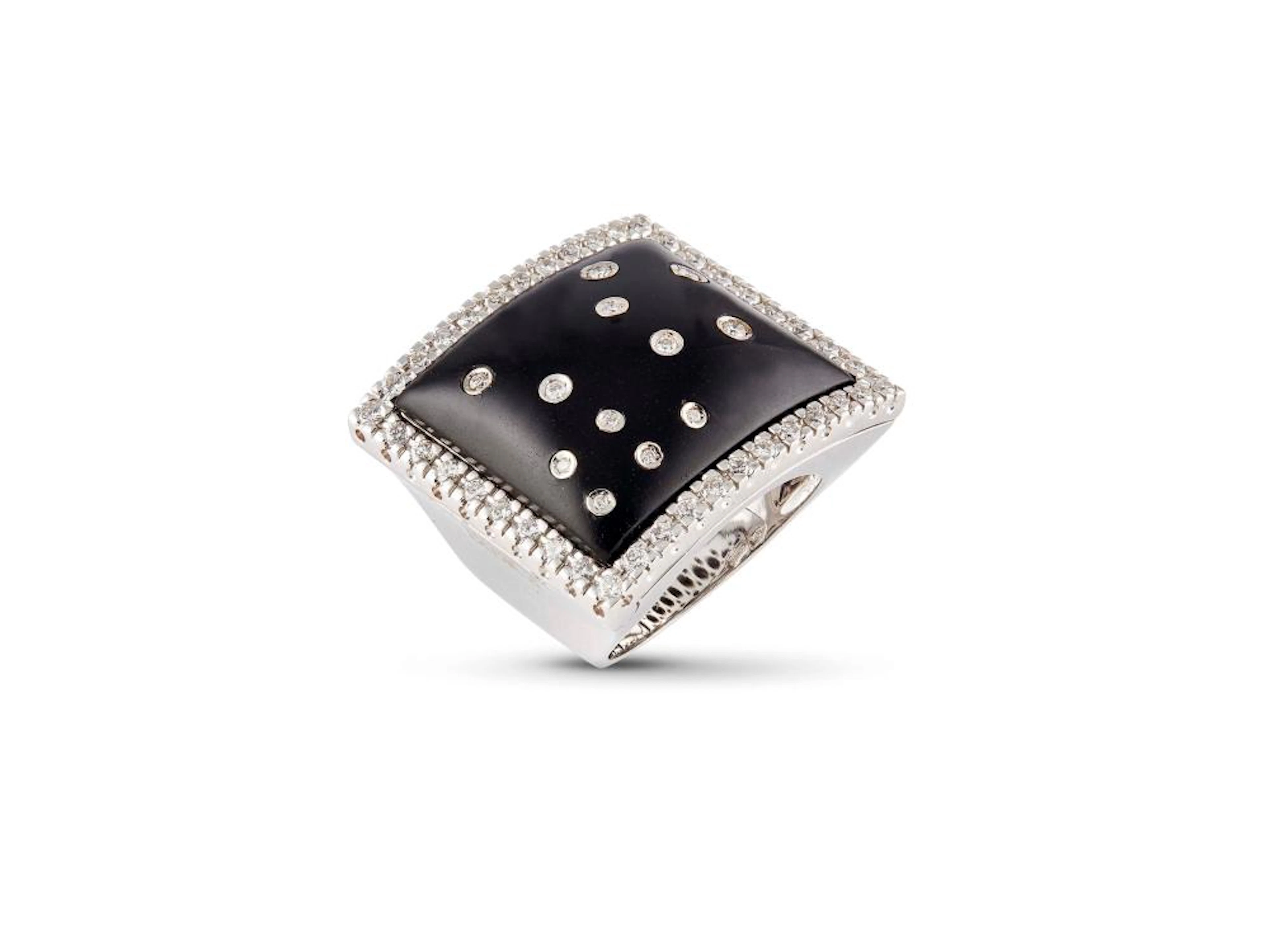 BIBIGÍ ANELLO IN ORO BIANCO CON CALCEDONIO E DIAMANTI di forma ge