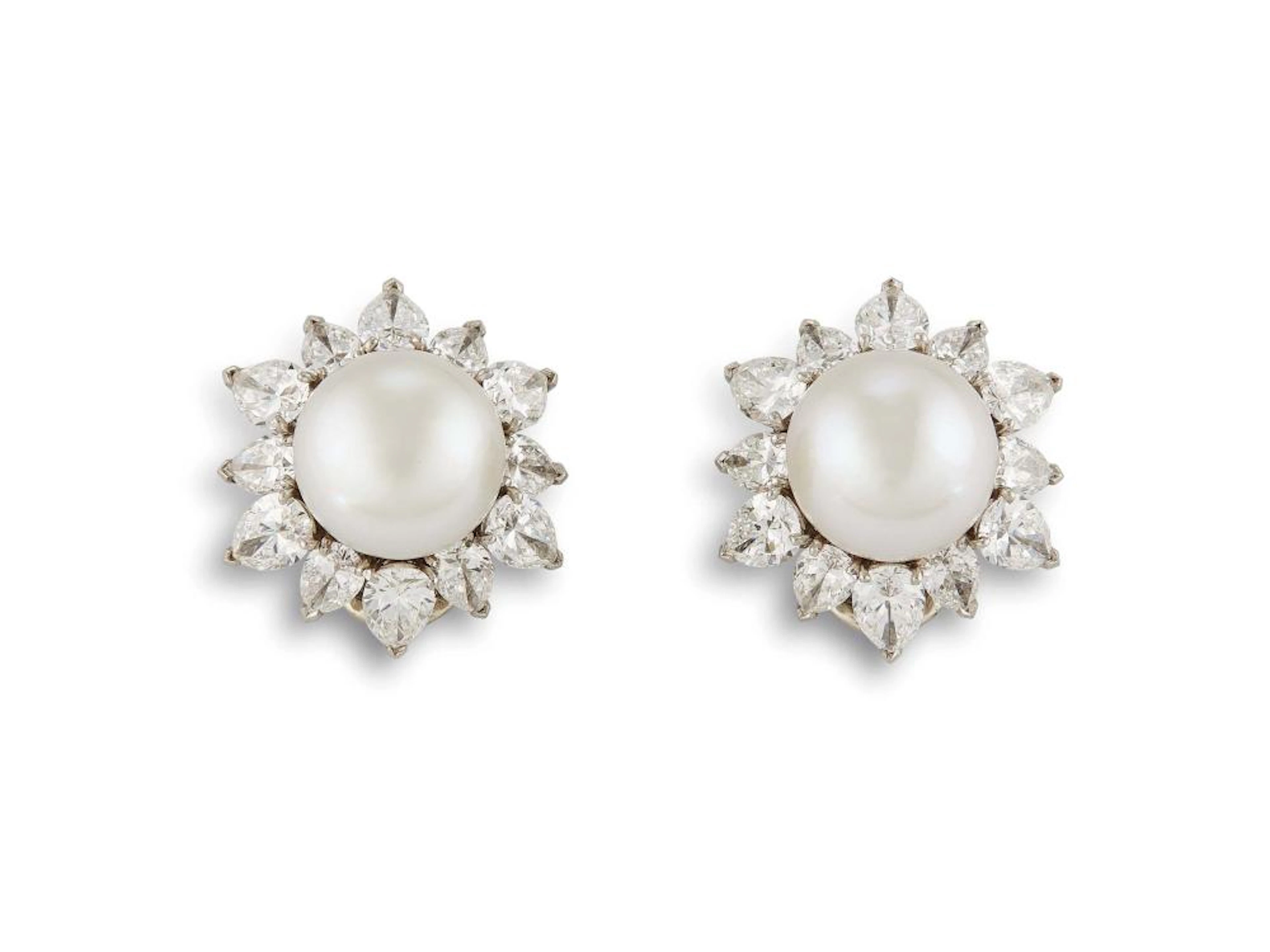 BULGARI PAIO DI ORECCHINI IN PLATINO E ORO BIANCO CON PERLE E DIAMANTI i