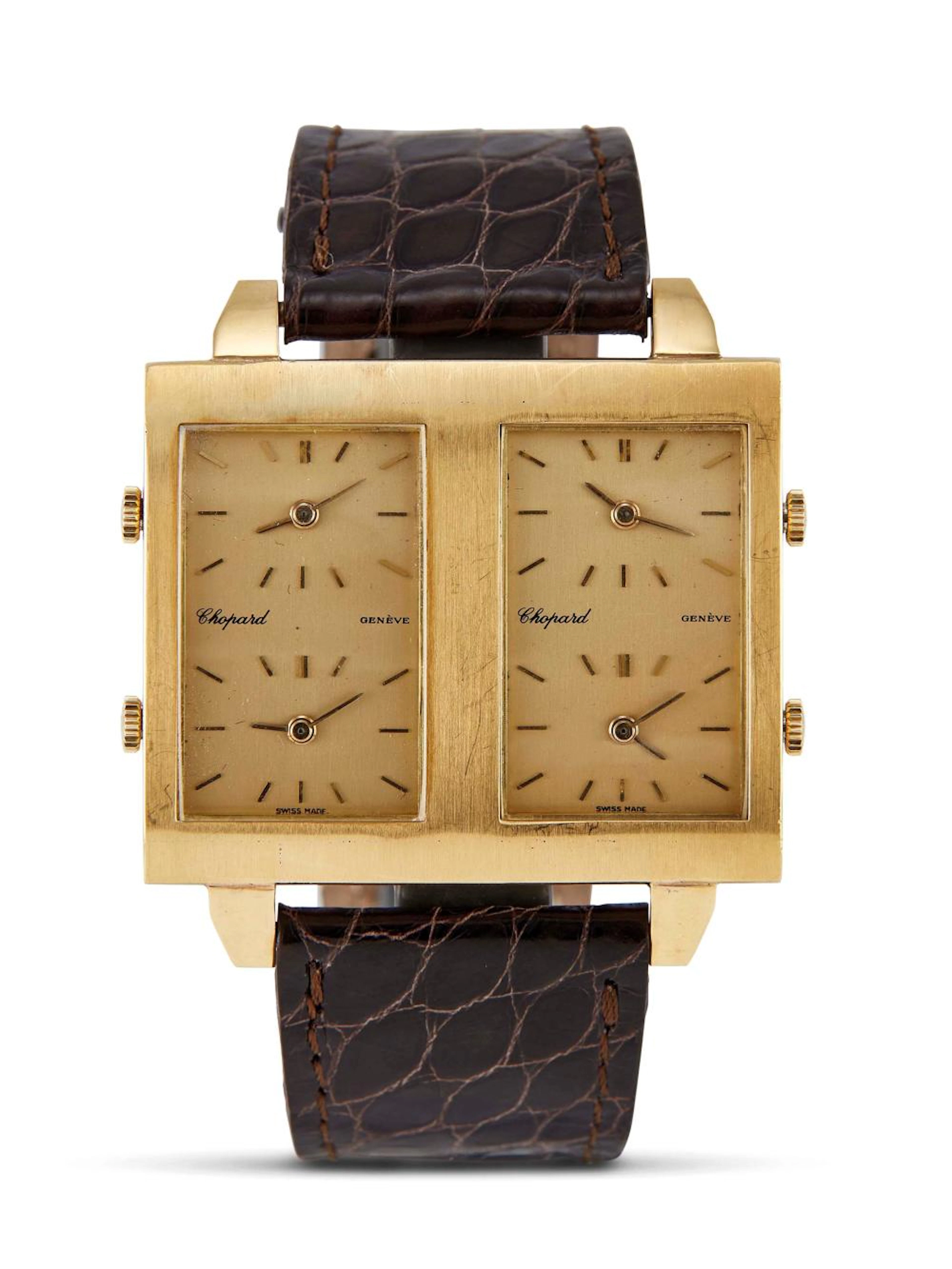 CHOPARD 4 FUSI ORARI REF. 2034 IN ORO GIALLO 18 KT cassa di forma, ansa