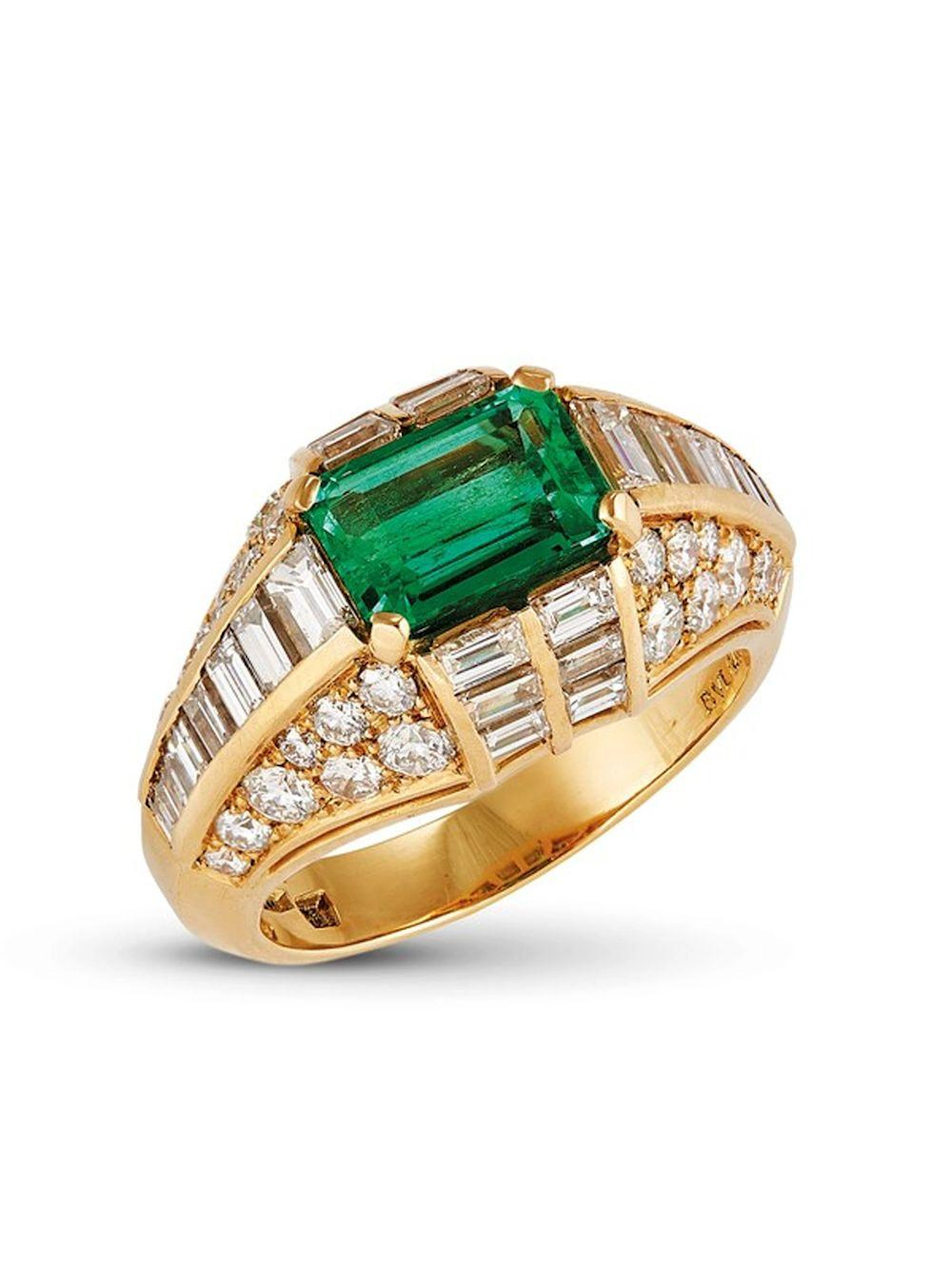 BULGARI ANELLO "TROMBINO" CON SMERALDO E DIAMANTI