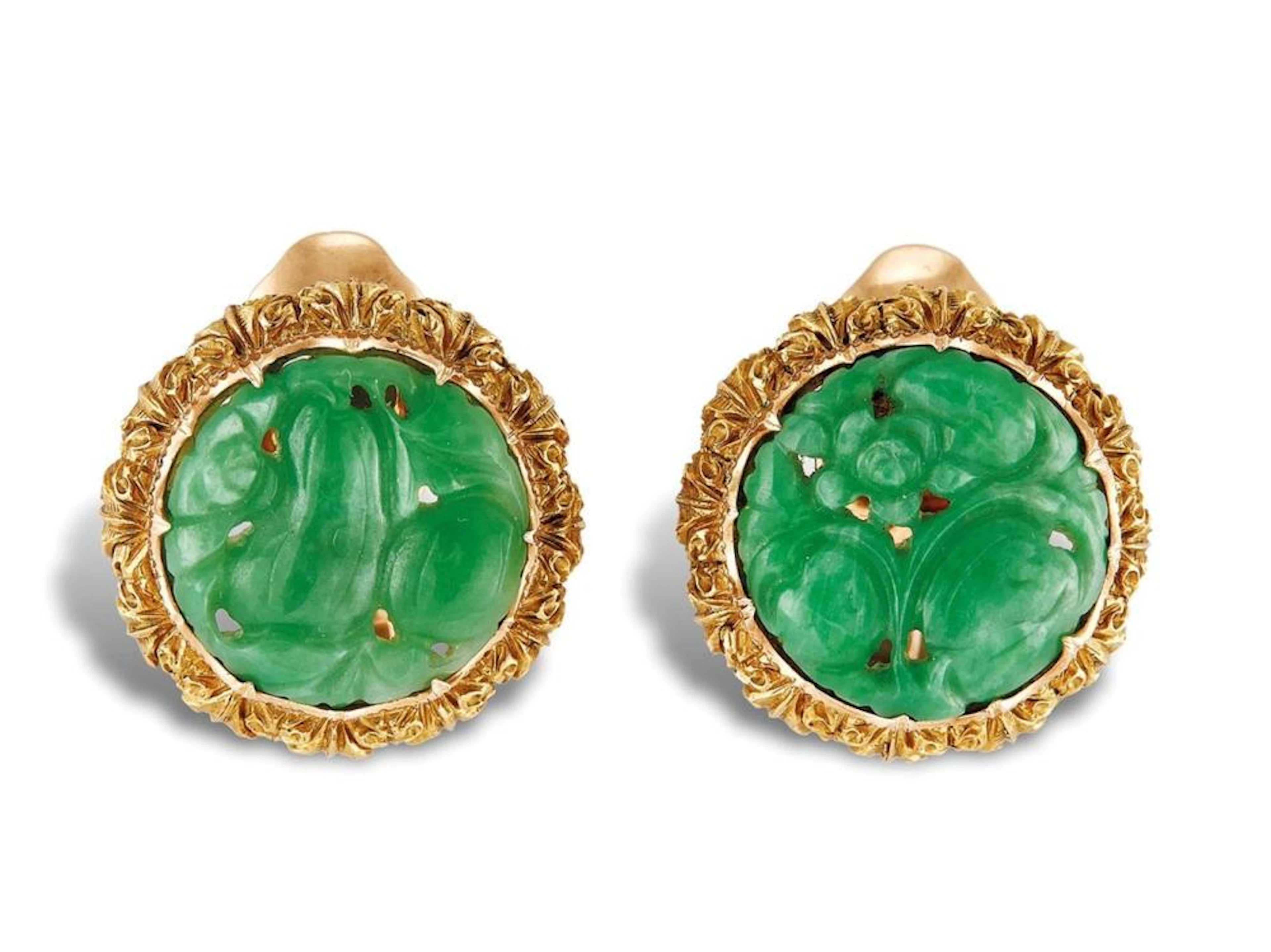 BUCCELLATI ORECCHINI CIRCOLARI CON GIADA INCISA