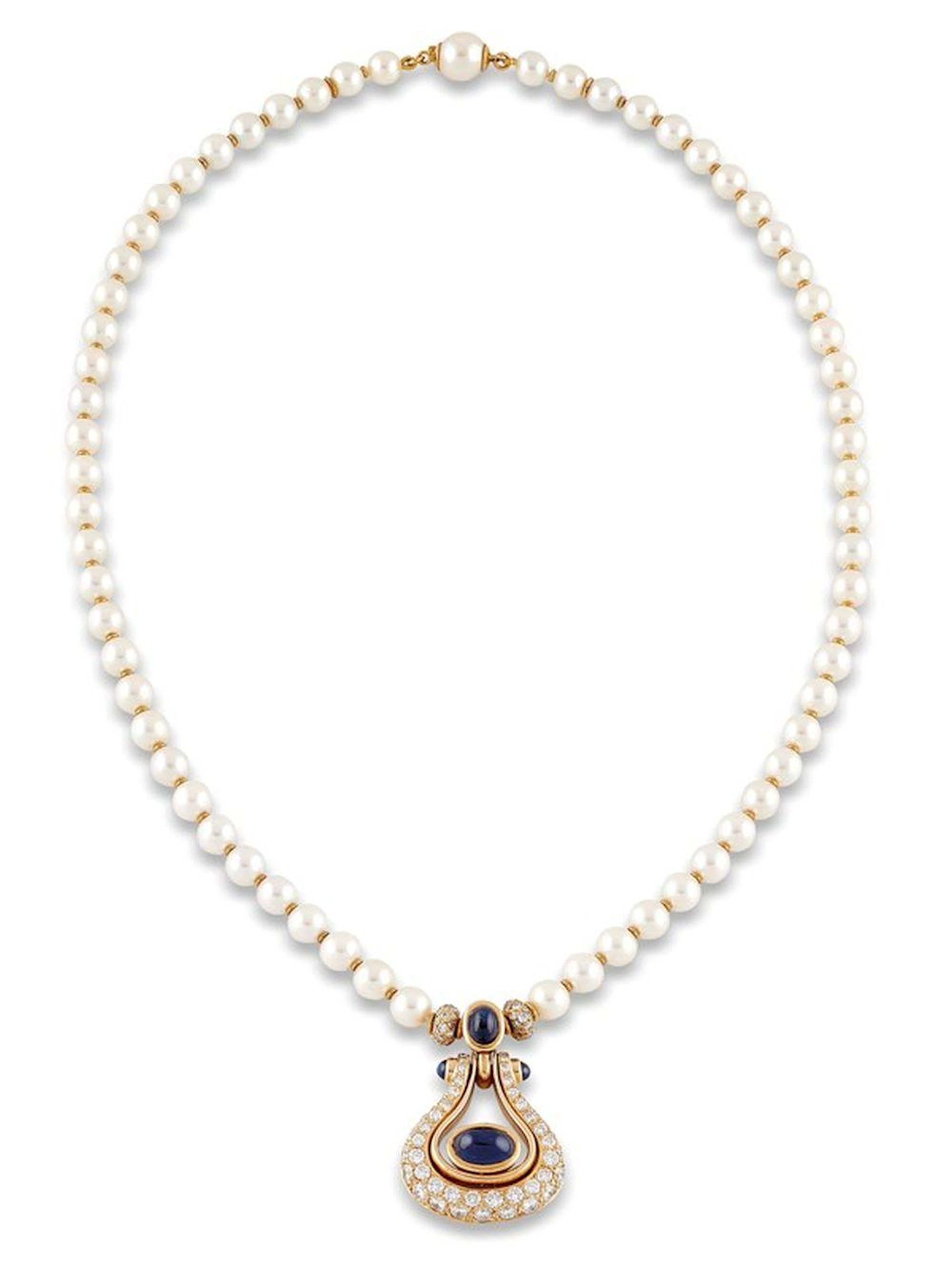 CARTIER PARIS COLLANA DI PERLE CON ZAFFIRI E DIAMANTI