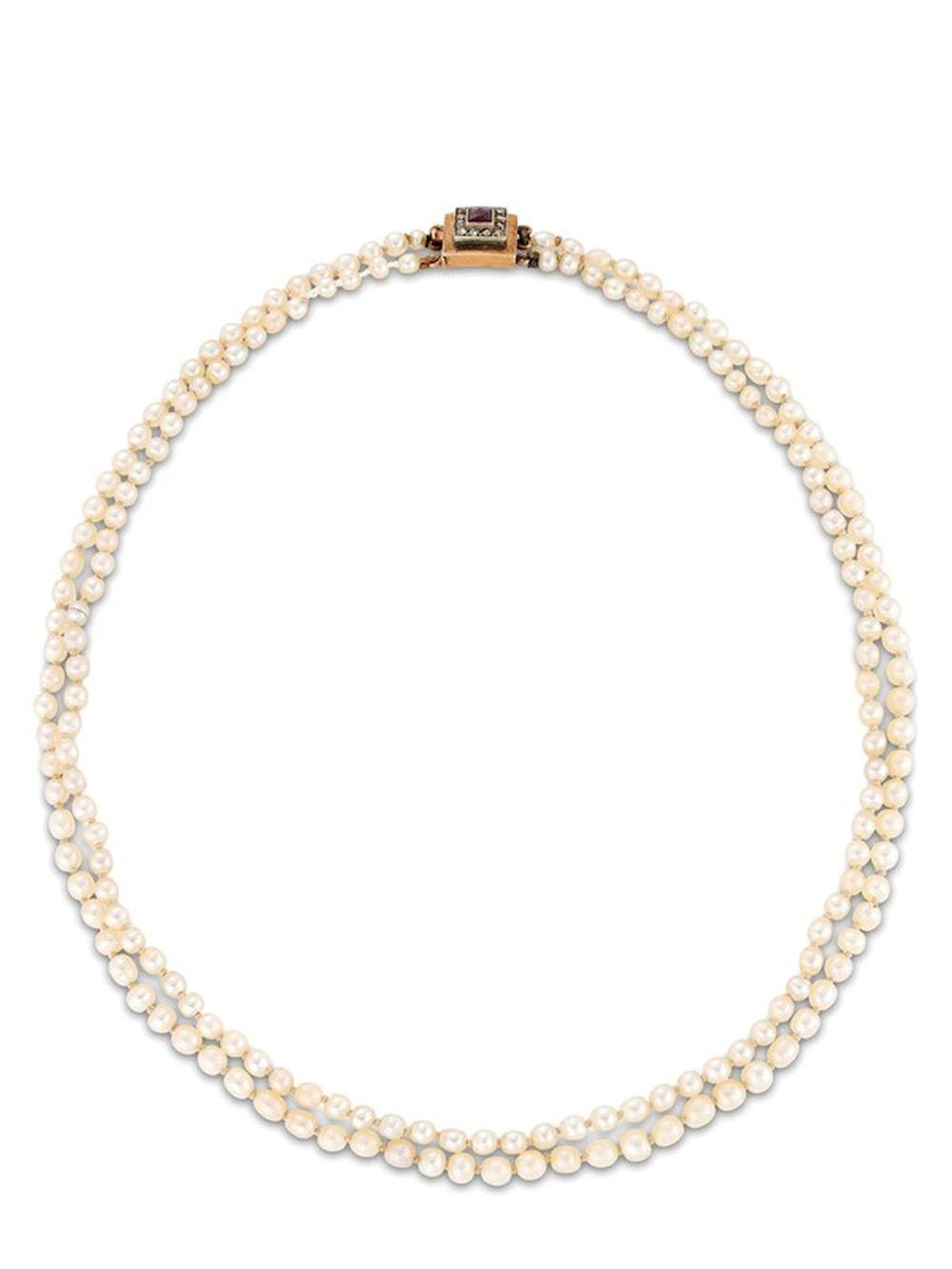 COLLANA A DUE FILI DI PERLE