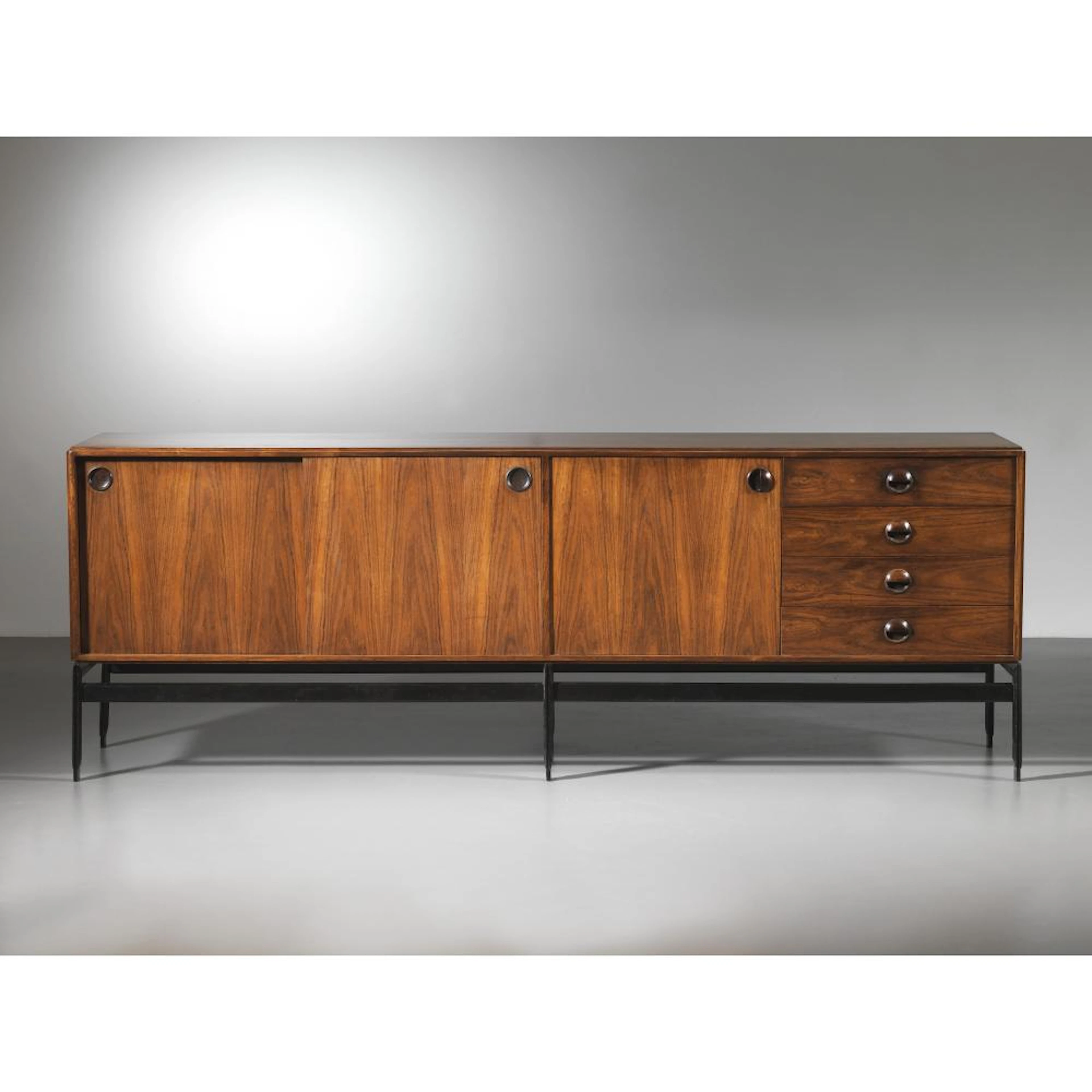 WOODEN SIDEBOARD, METAL BASE