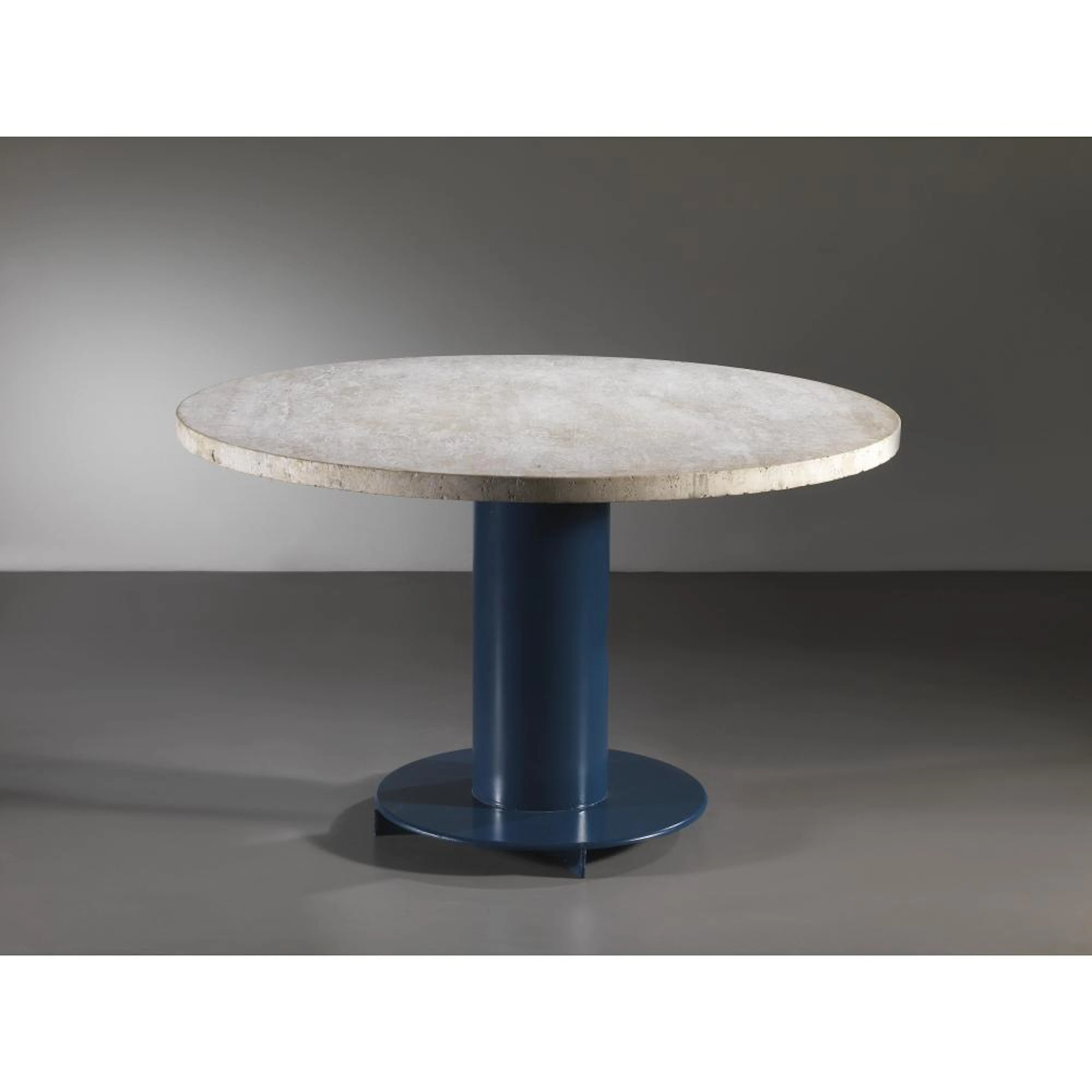 TABLE, METAL BLUE STRUCTURE, GRANITE TOP