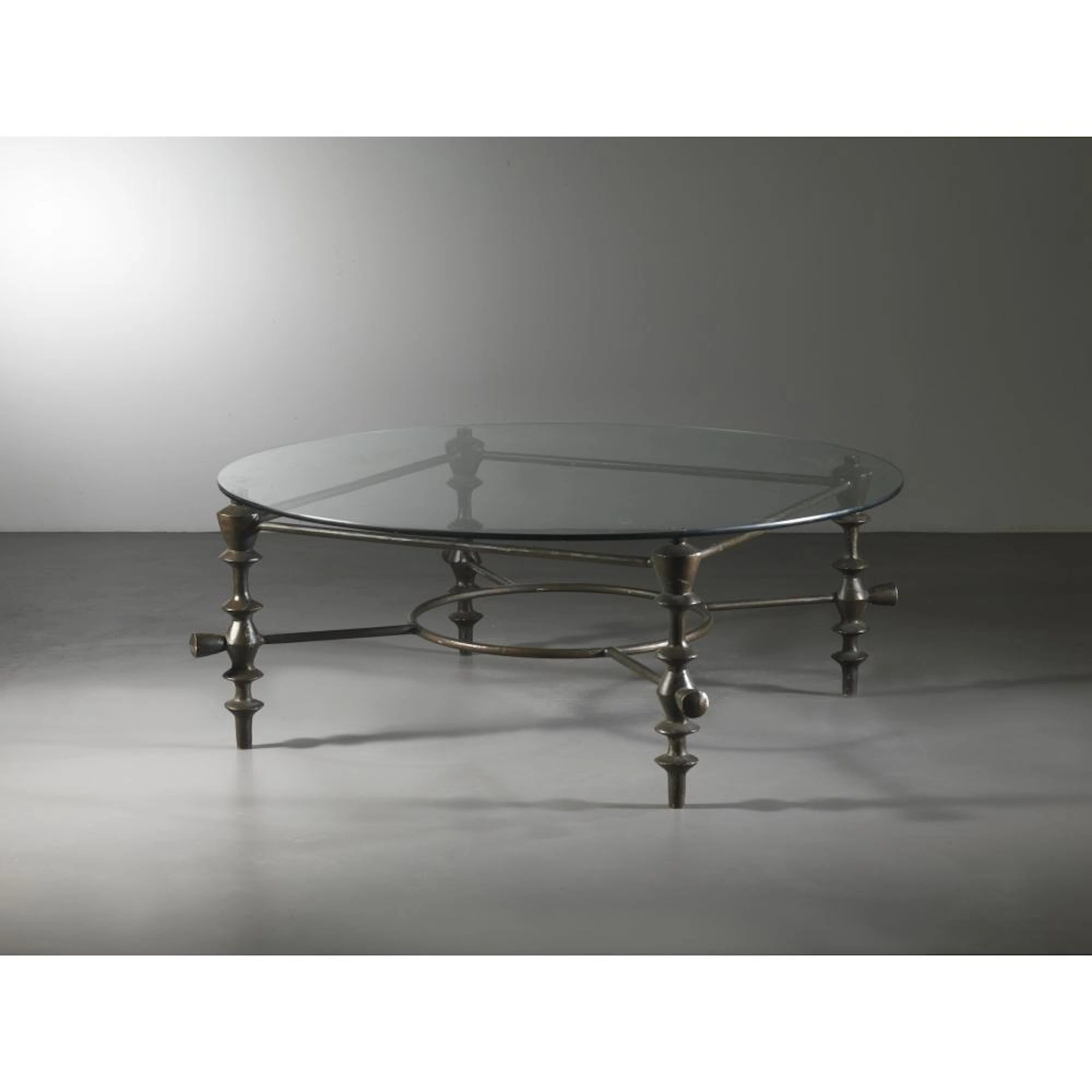 CENTER LOW TABLE, METAL STRUCTURE, GLASS TOP