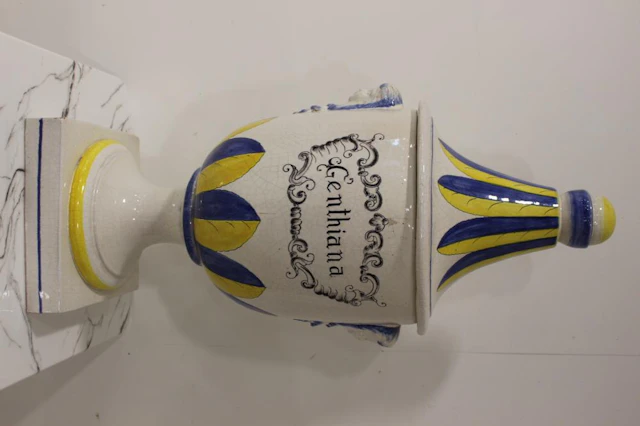 Handmade and hand painted Italian Gentiana ceramic lidded...