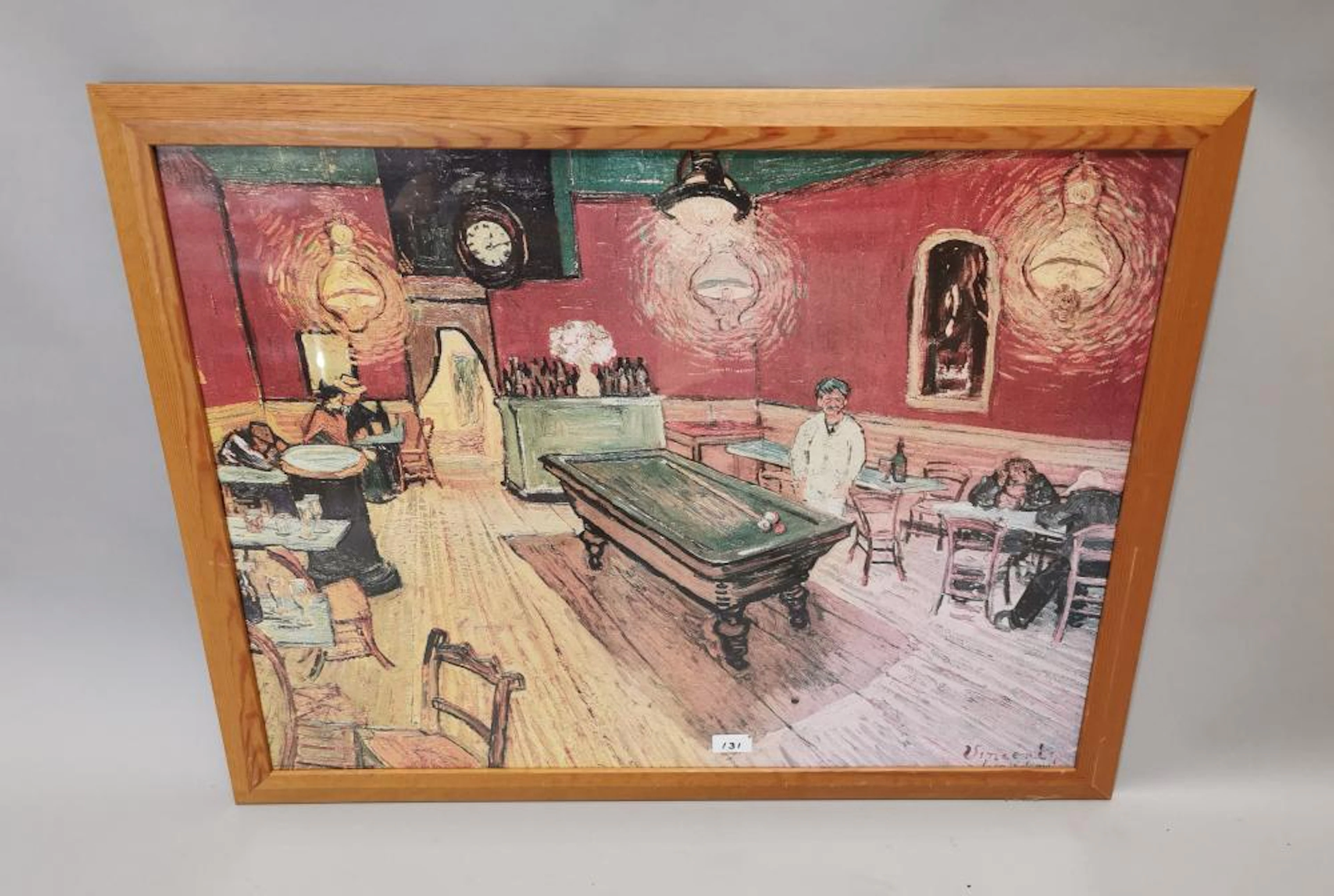Coloured print Billiards - Vincent. { 59cm H X 78cm W }.
