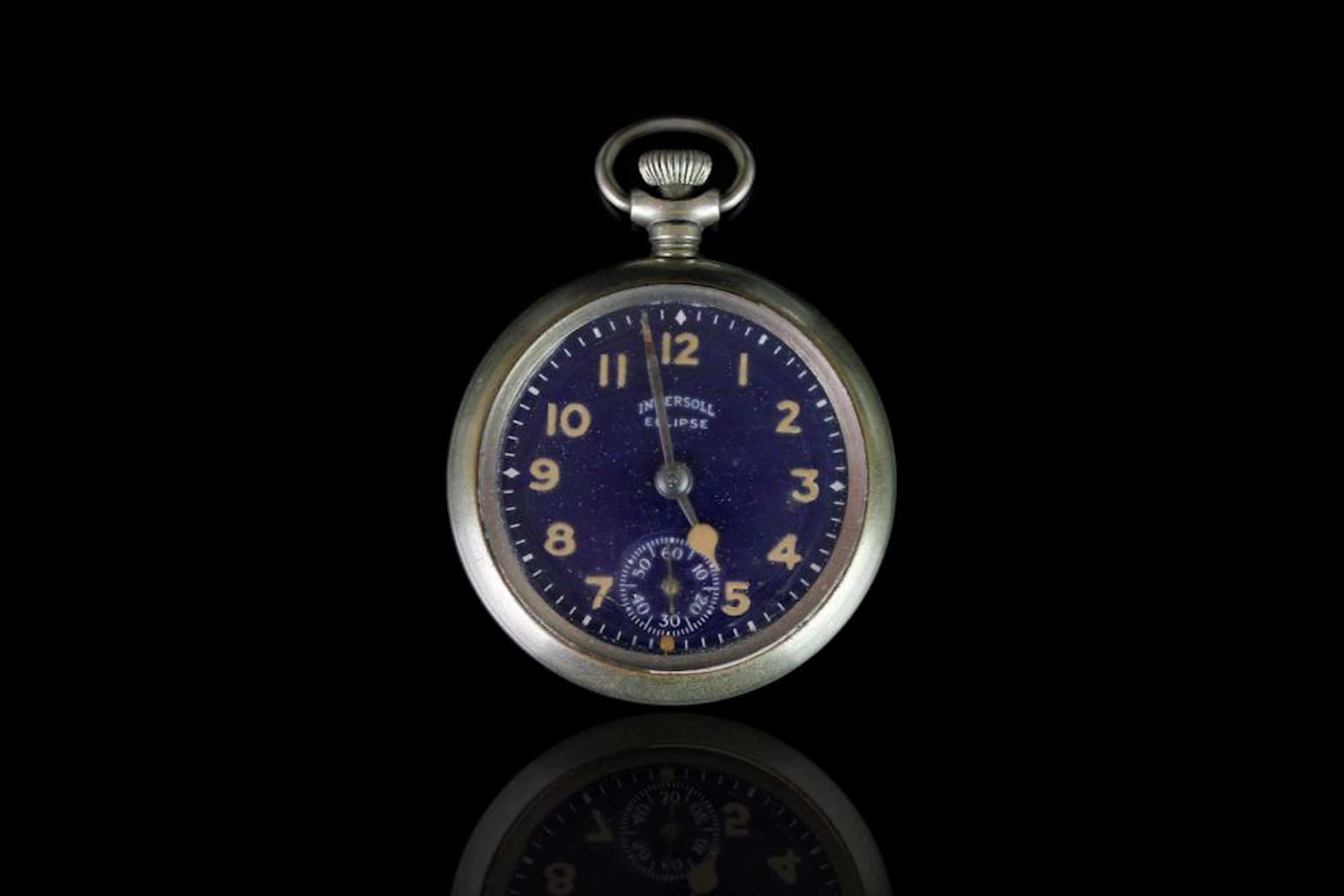INGERSOL ECLIPSE POCKET WATCH,round,blue dial with two tone hands