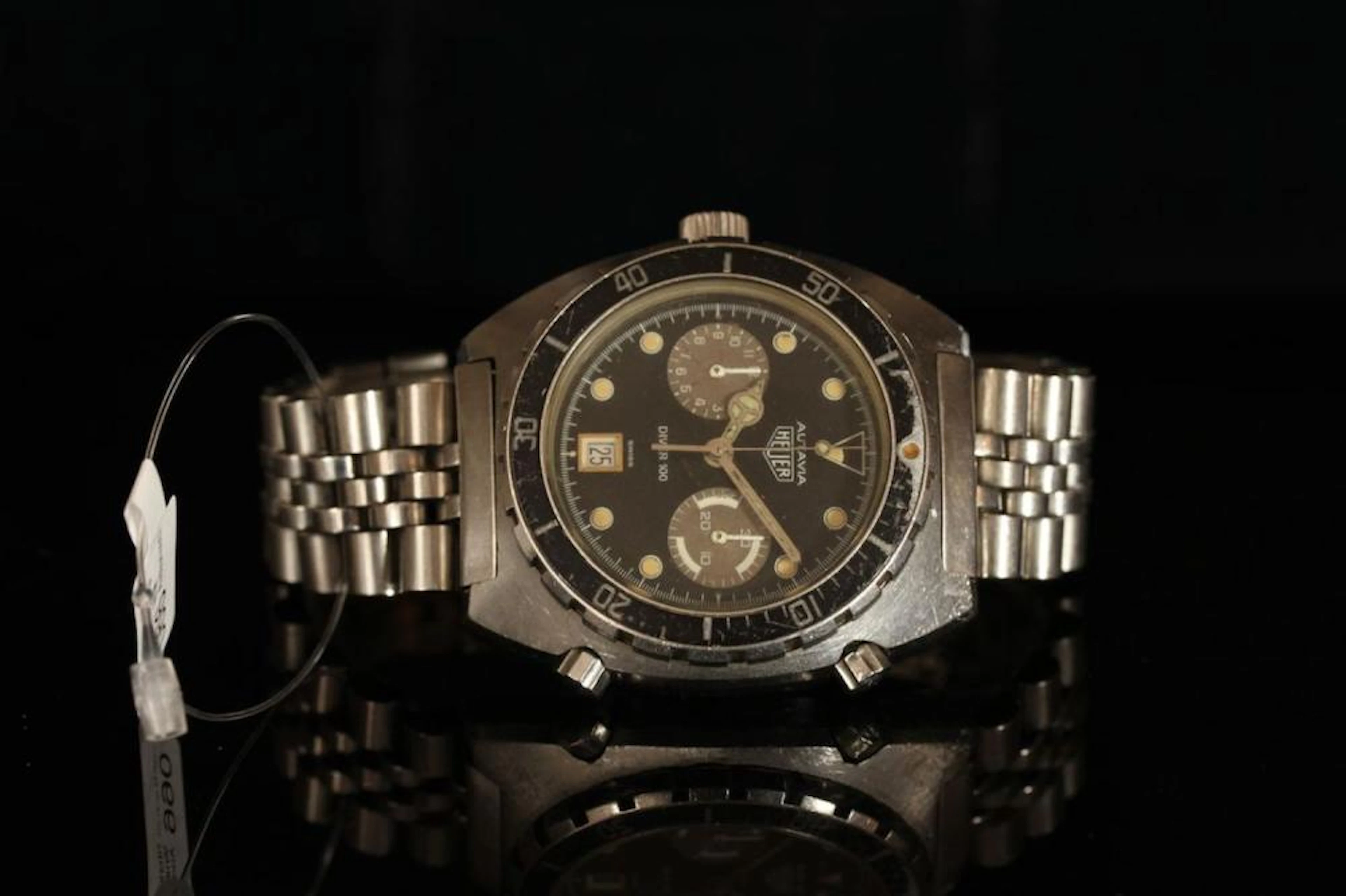 RARE GENTLEMENS HEUER AUTAVIA DIVER 100 CHRONOGRAPH WRISTWATCH