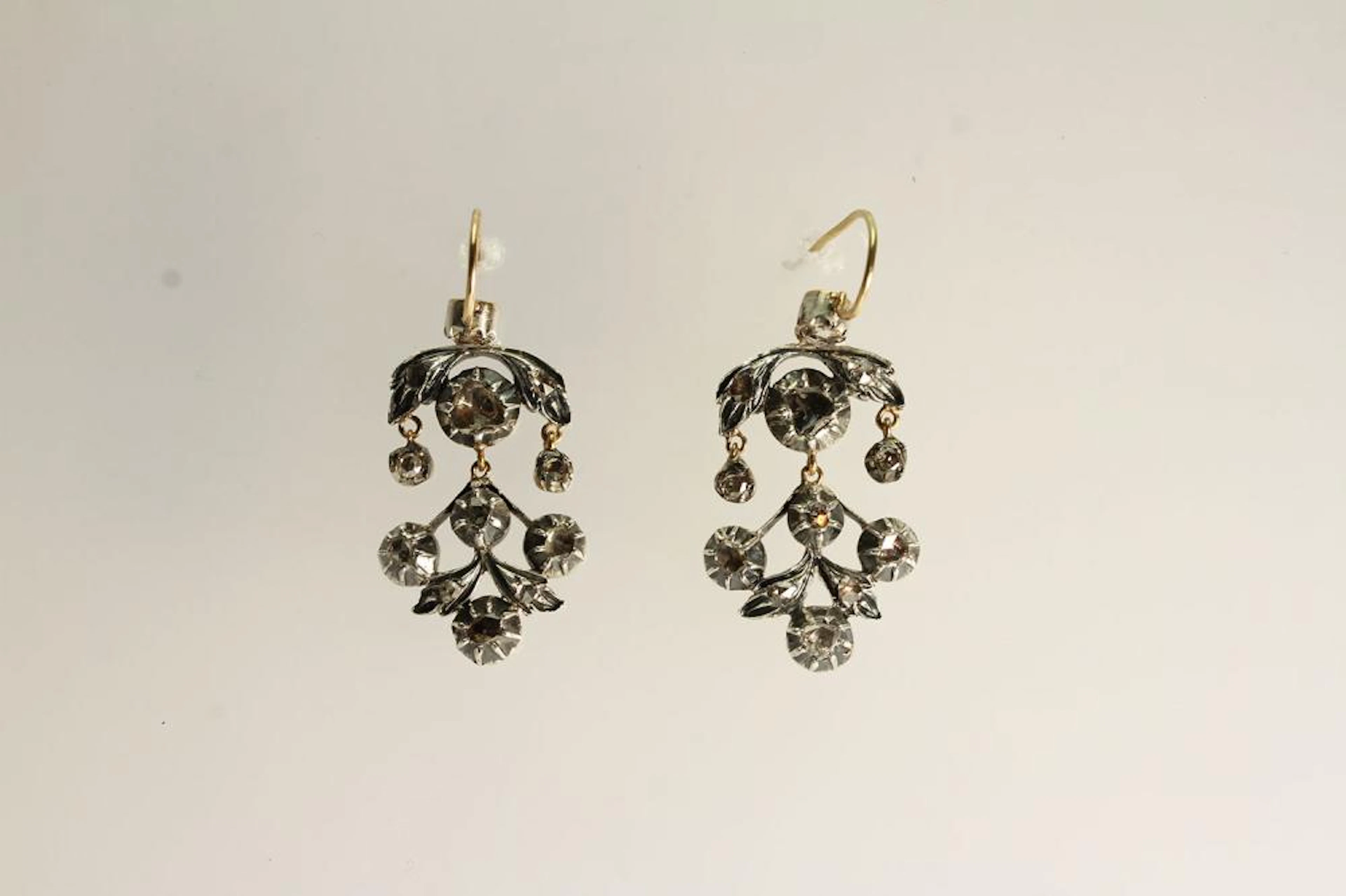 Georgian Rose Cut Diamond Earrings