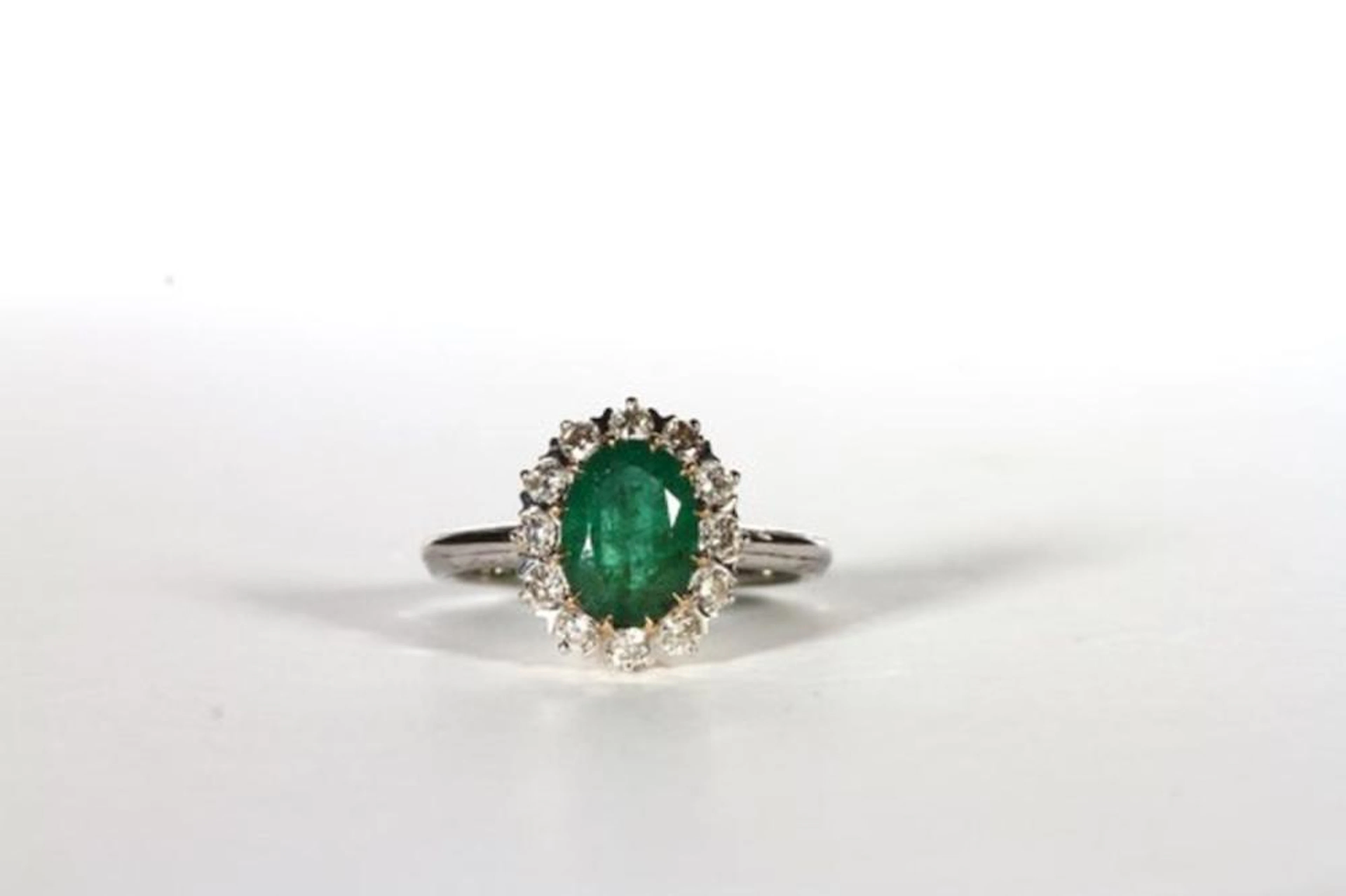 Emerald and Diamond cluster ring