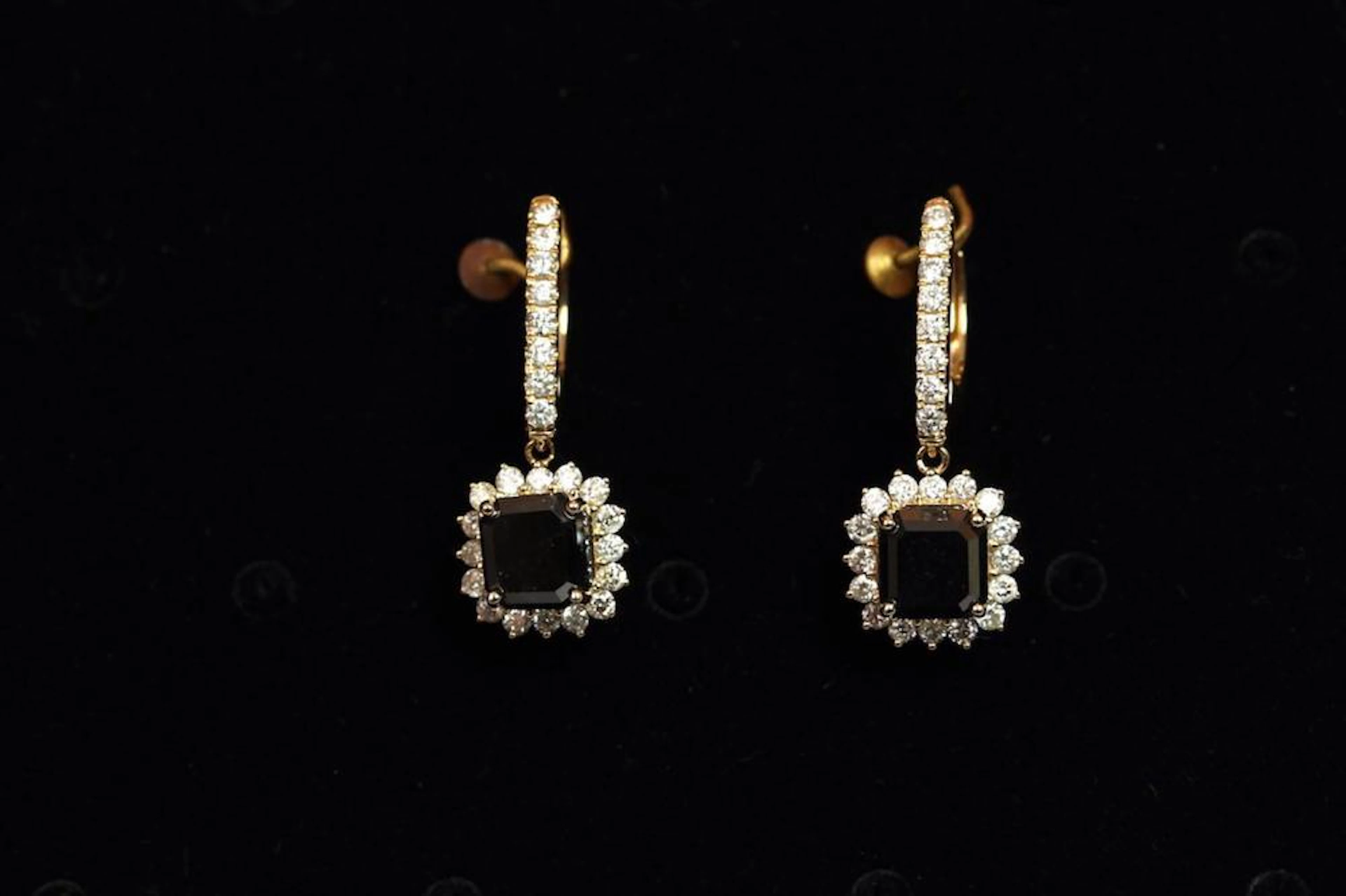 Pair of Black and White Diamond earrings