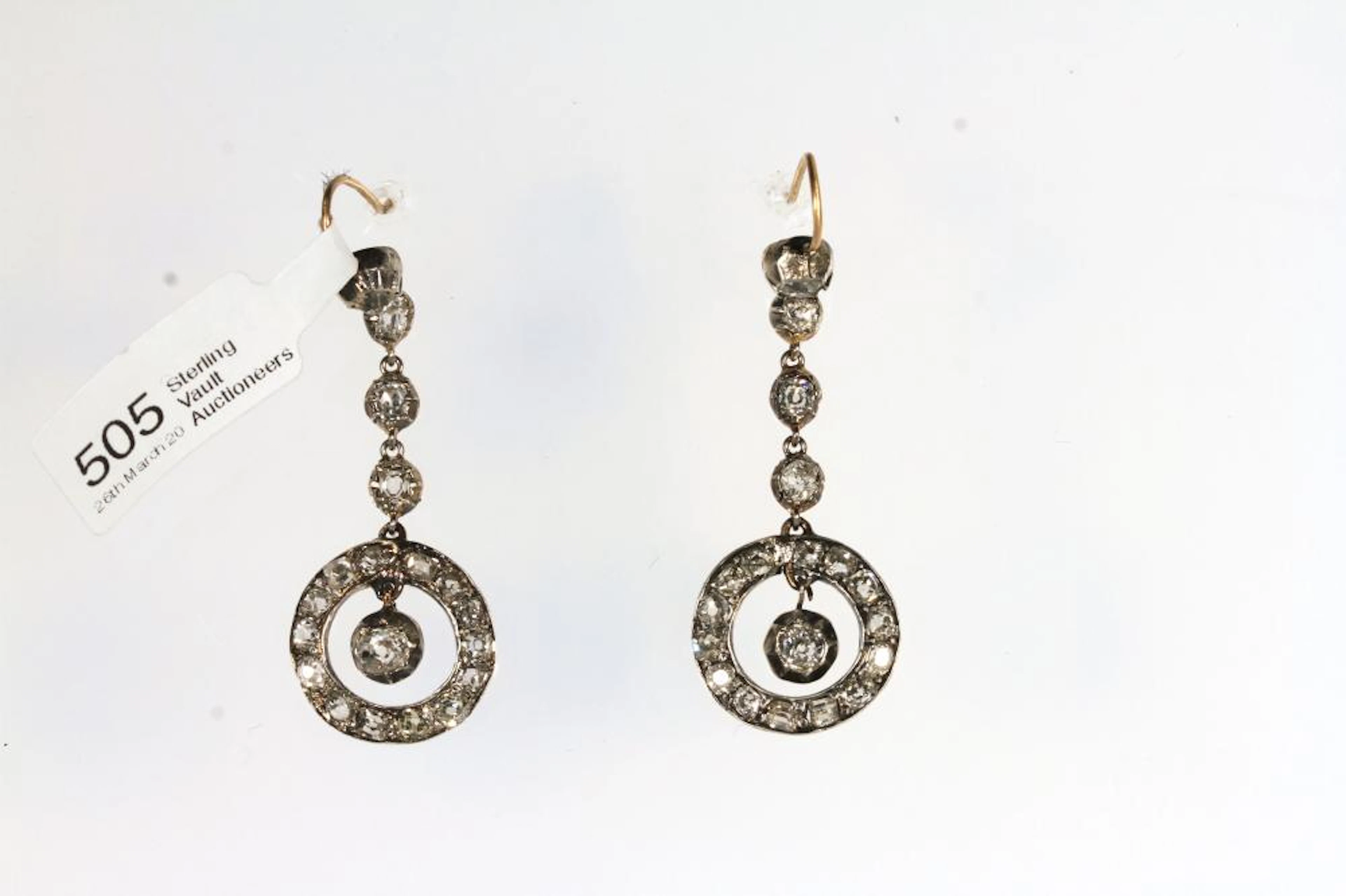 Victorian Old Cut Diamond Drop Earrings
