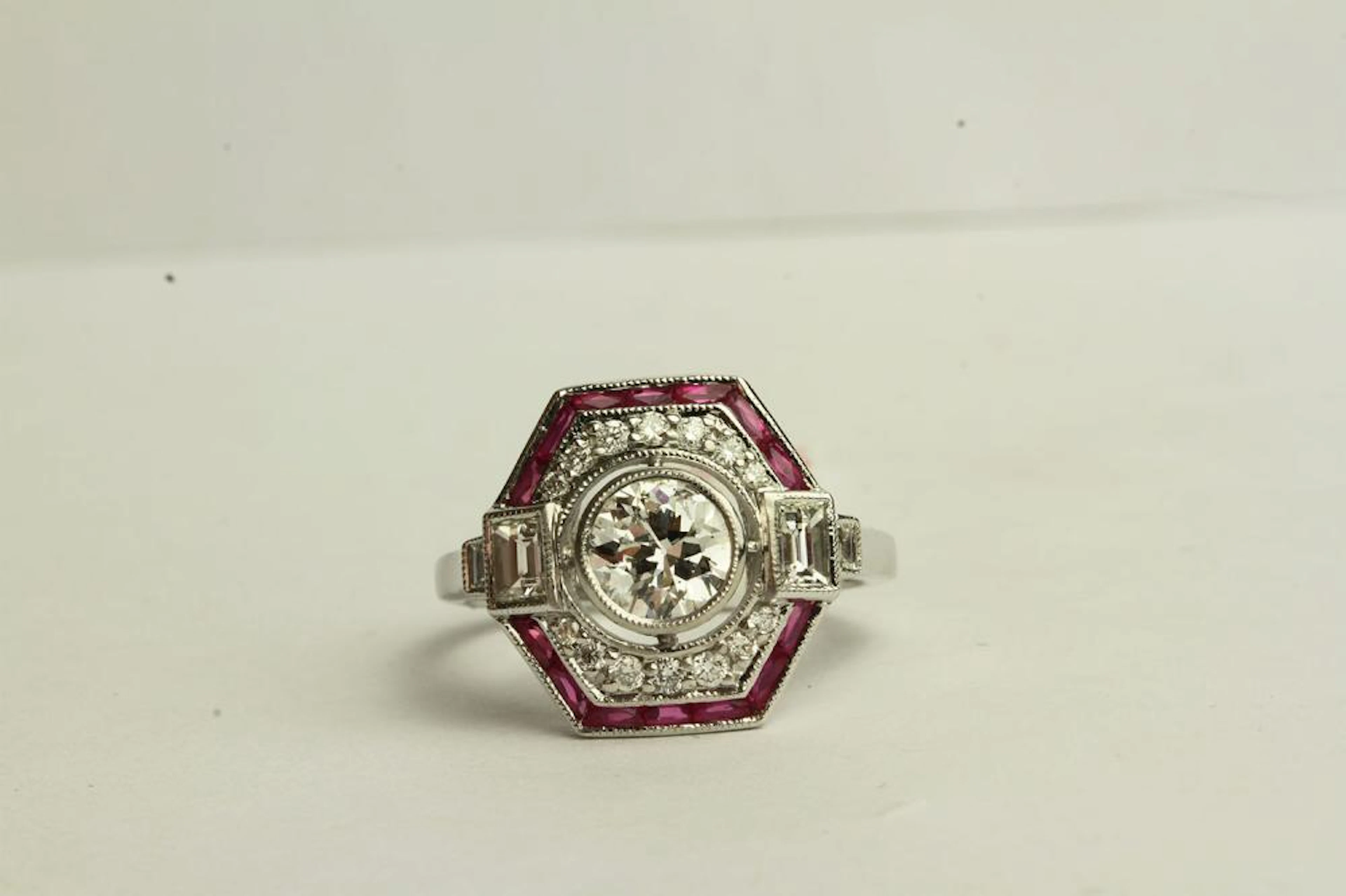 Ruby and Diamond Art Deco Style Ring