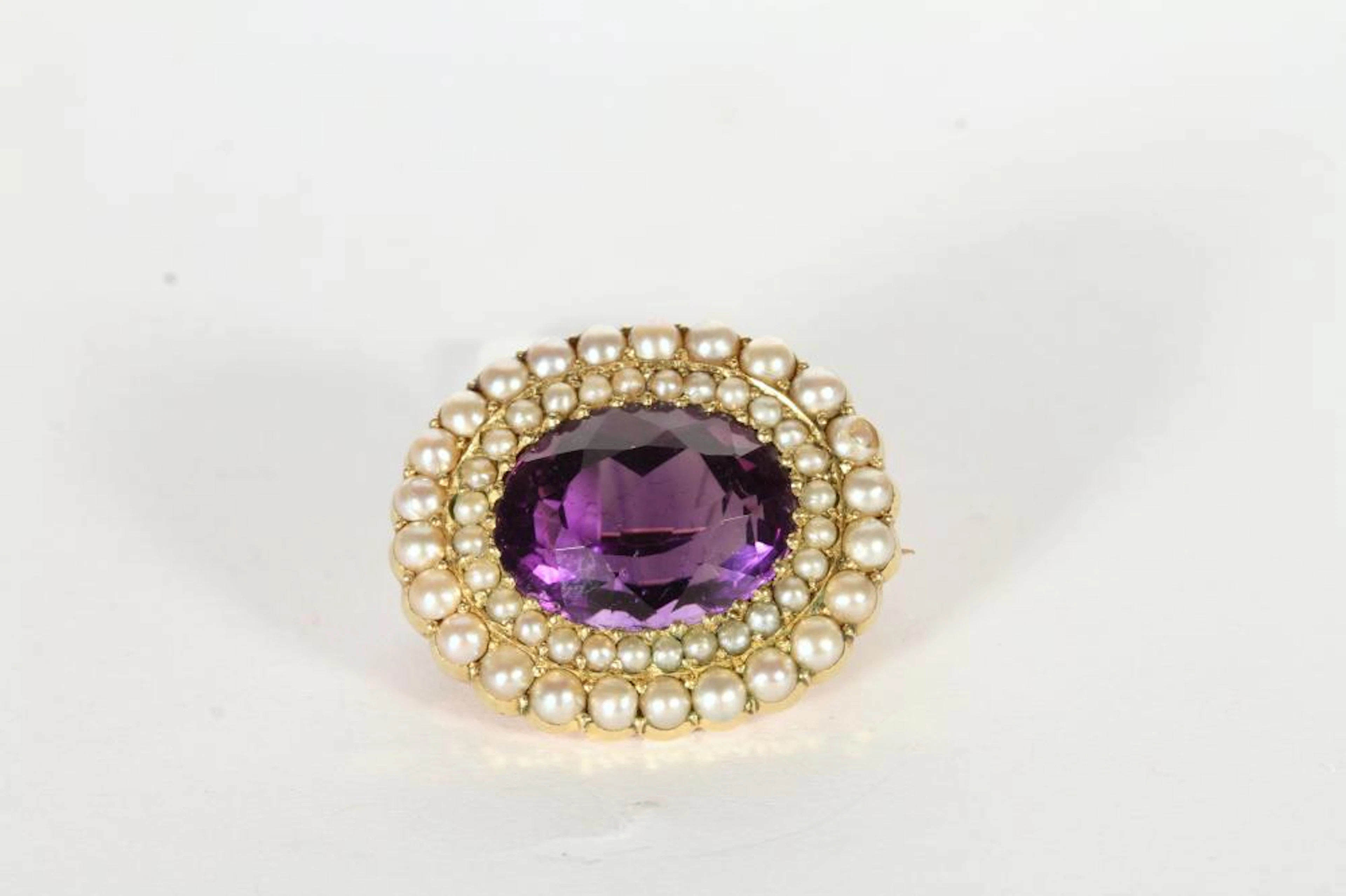 Victorian Amethyst and Pearl brooch
