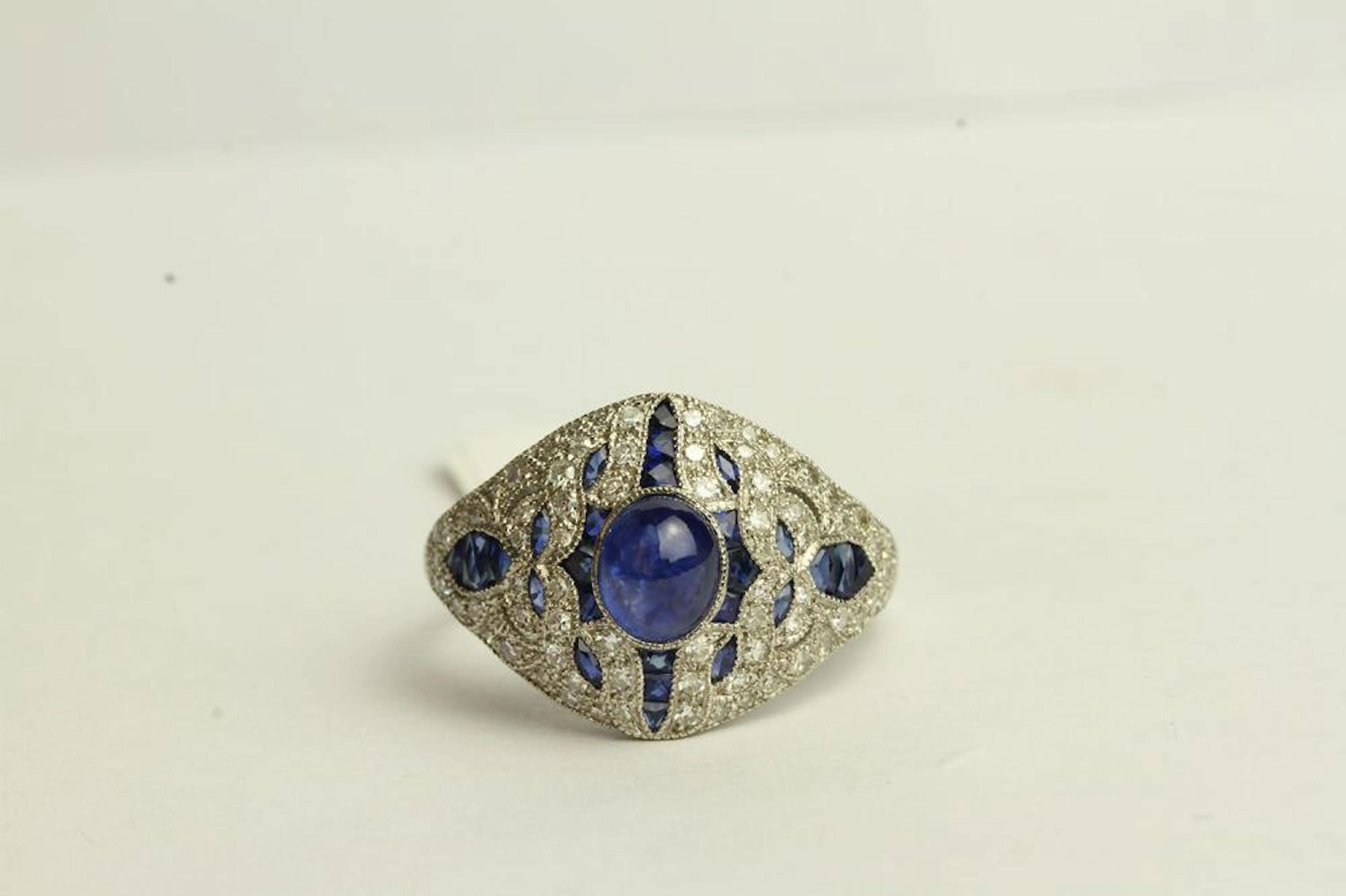 Sapphire and Diamond Art Deco Style Ring