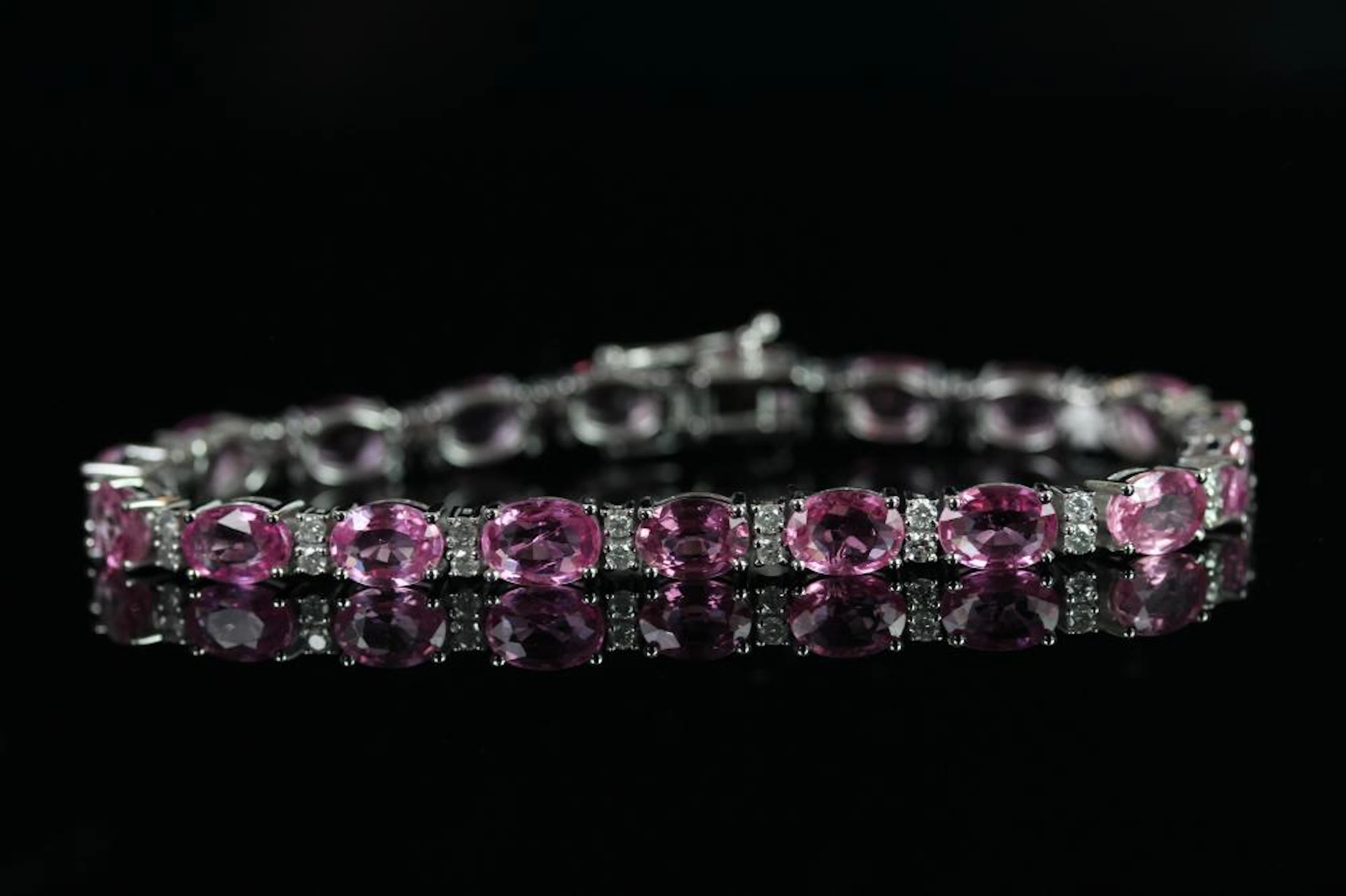 Natural Pink Sapphire and Diamond bracelet