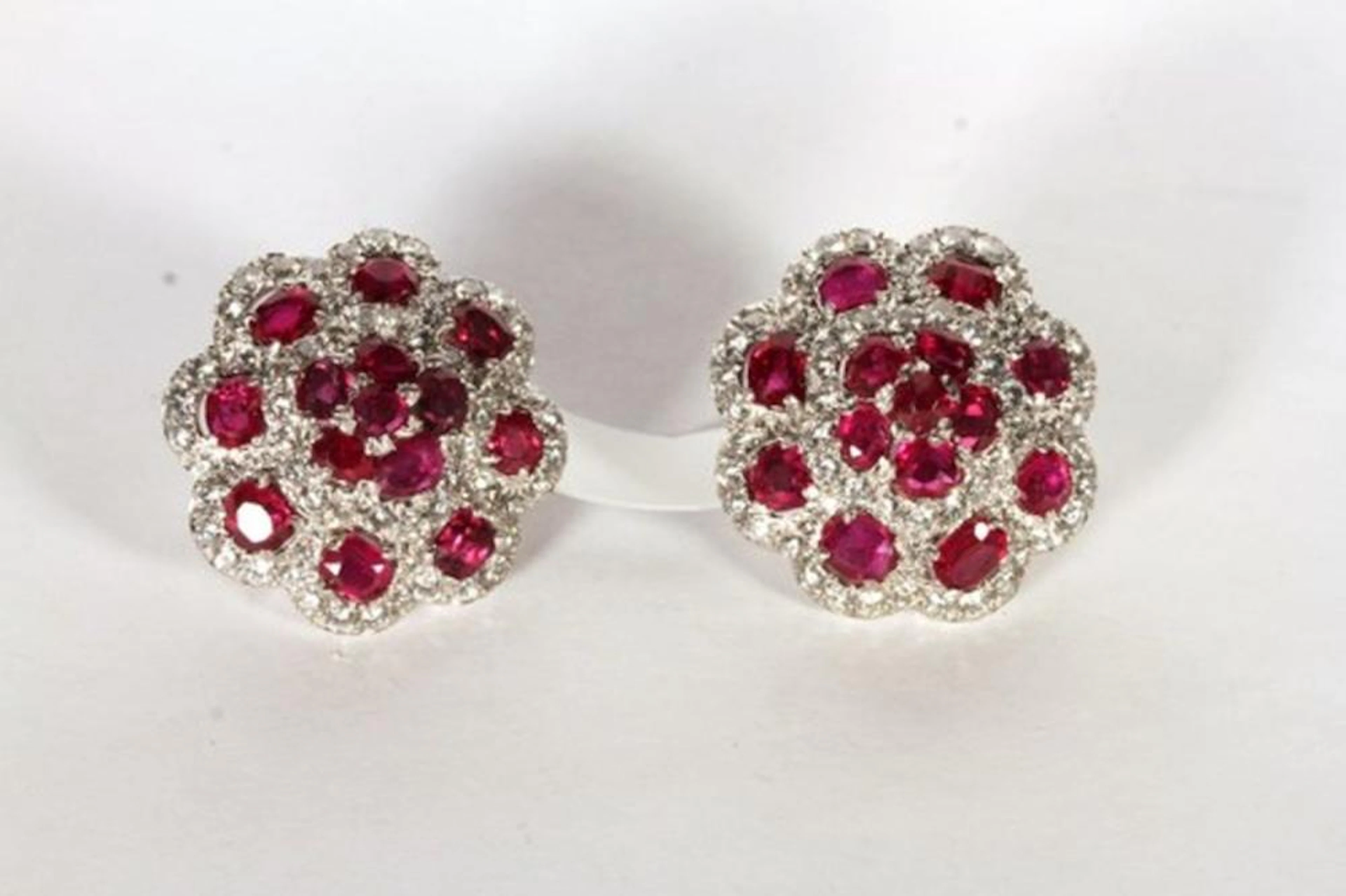 Burmese Ruby and Diamond Earrings