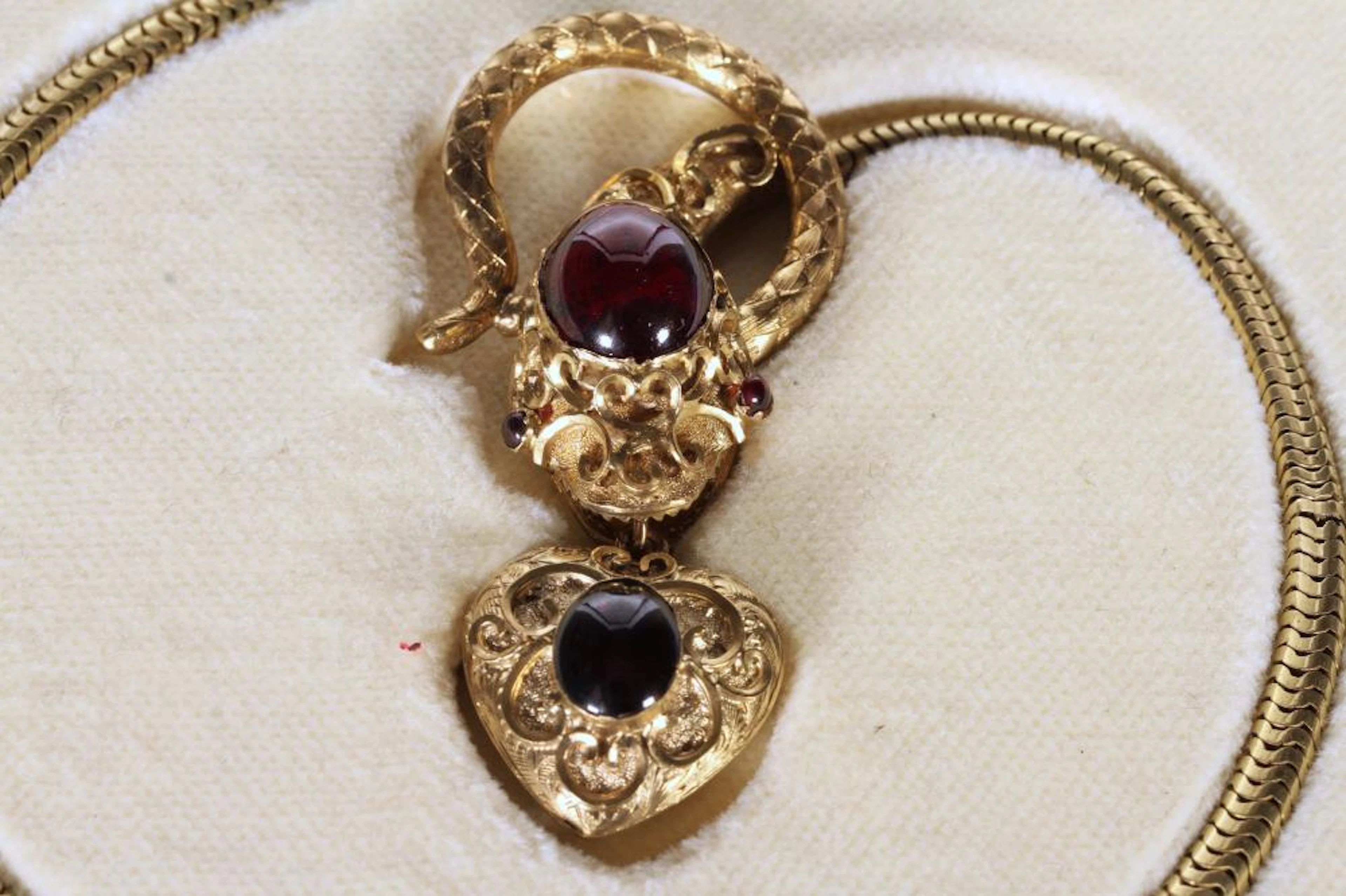 Victorian Garnet Set Snake Necklace