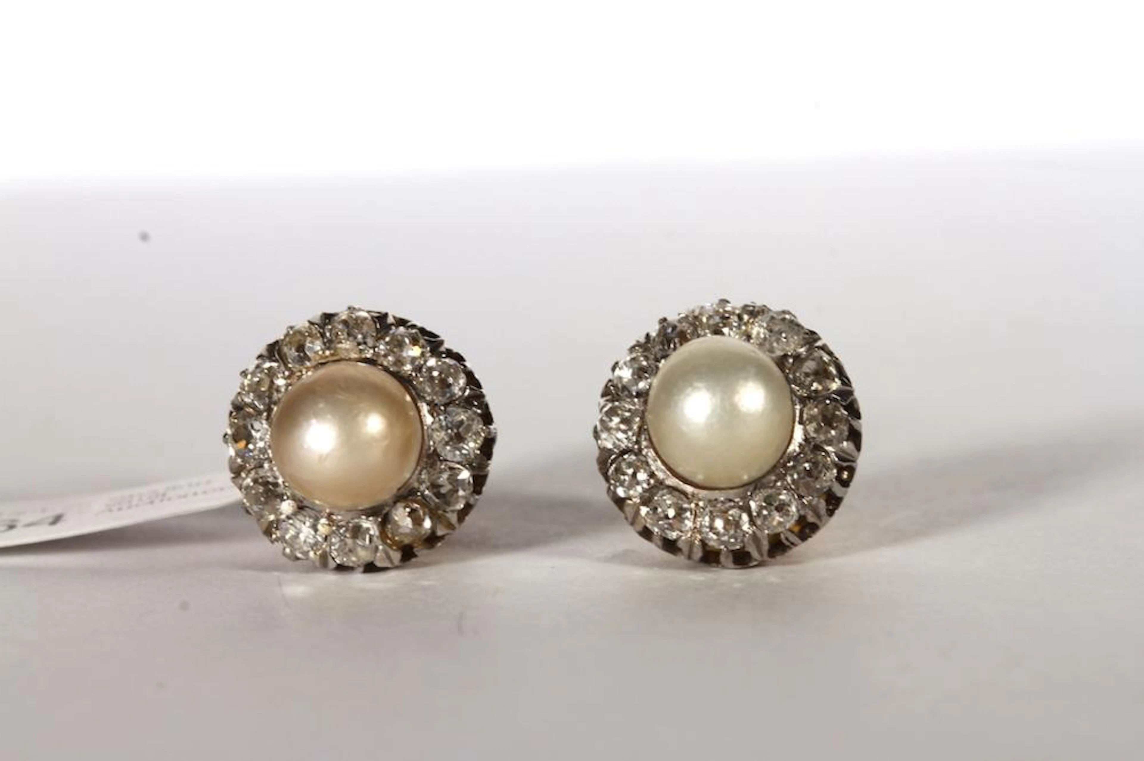 Pearl and Old Cut Diamond stud earrings