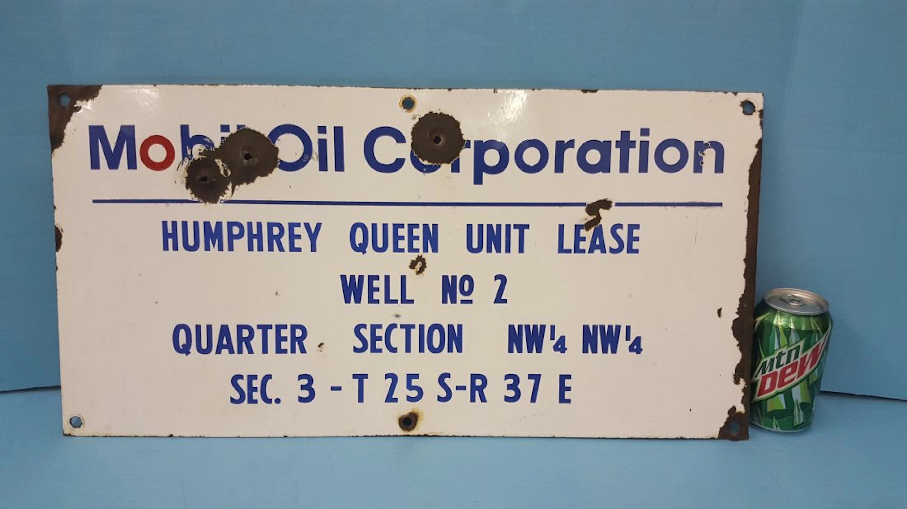 Porcelain Mobil Oil Corporation Well Sign