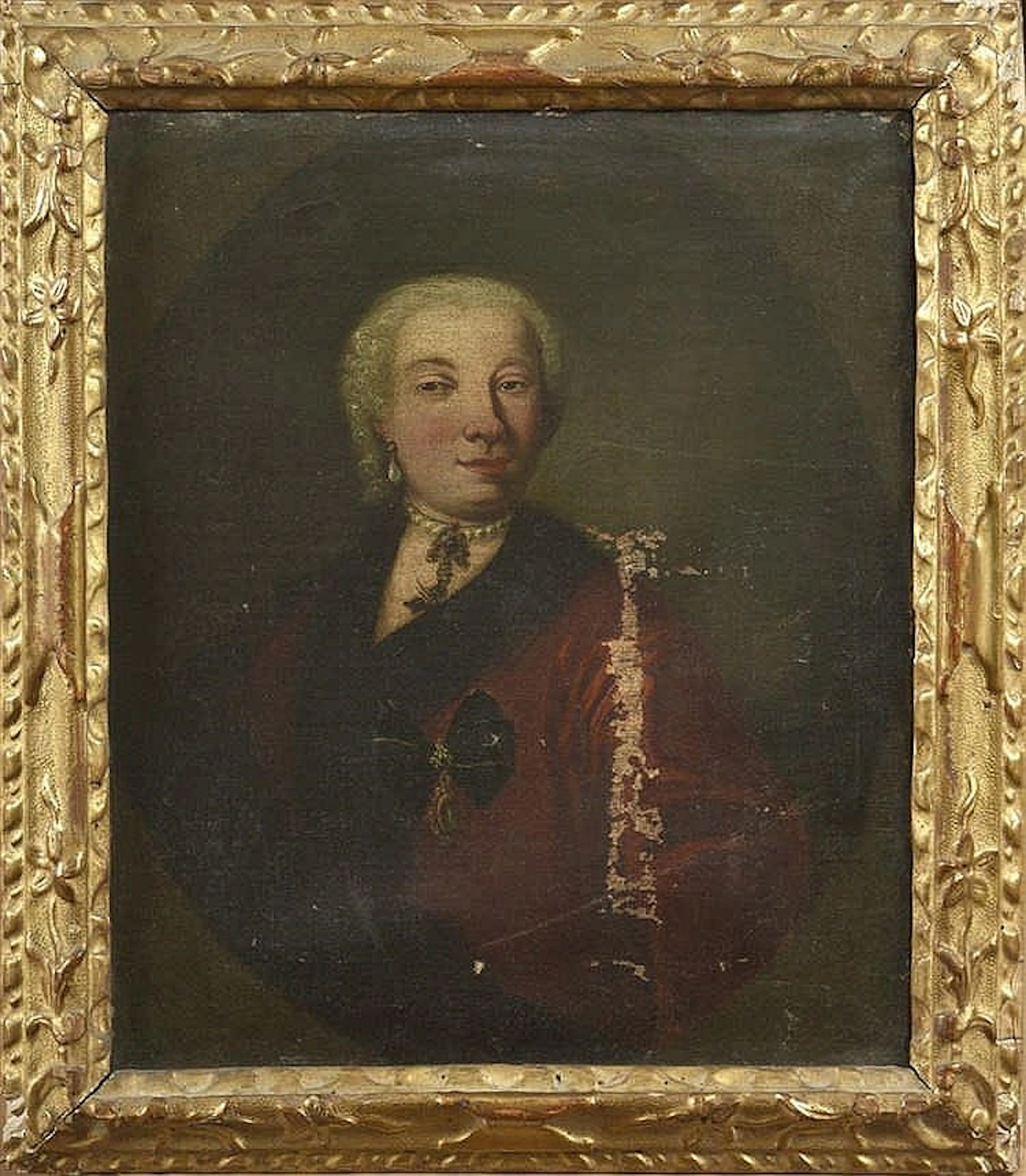 *Ecole de l'ITALIE du NORD vers 1760 Portrait de femme au manteau rouge Toi