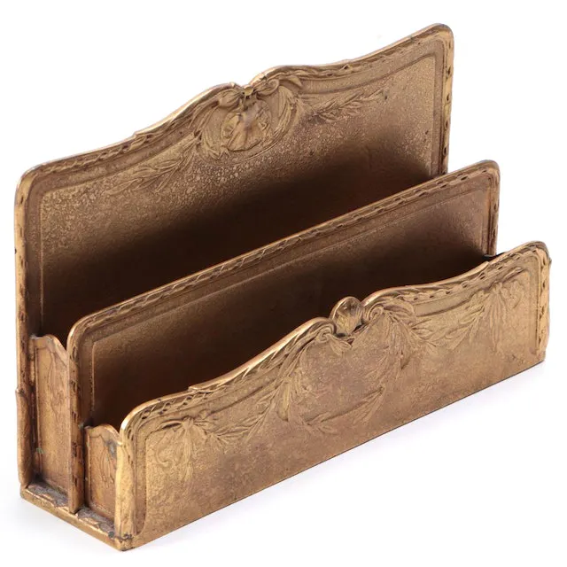 Tiffany Studios Louis XVI Gold Doré Patinated Bronze Letter Rack, Early ...