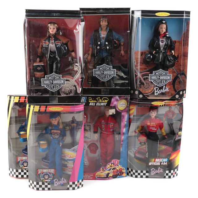 Mattel NASCAR And Harley-Davidson Motor Cycles Dolls | Barnebys