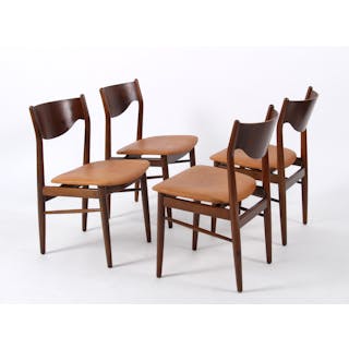 Dansk møbelproducent. Spisebordsstole af bøg og nød (4)
