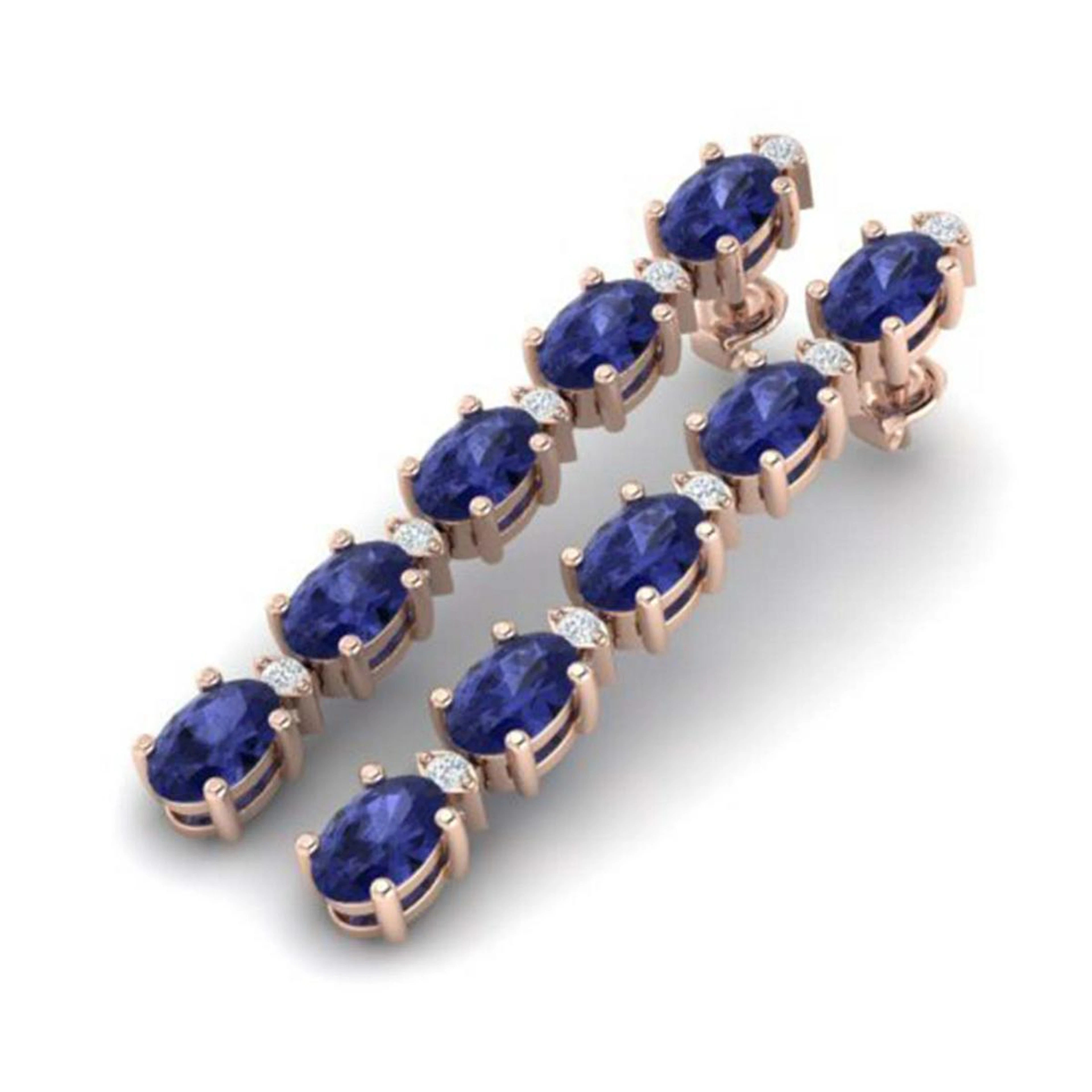 6 ctw Tanzanite & VS/SI Diamond Tennis Earrings 10K